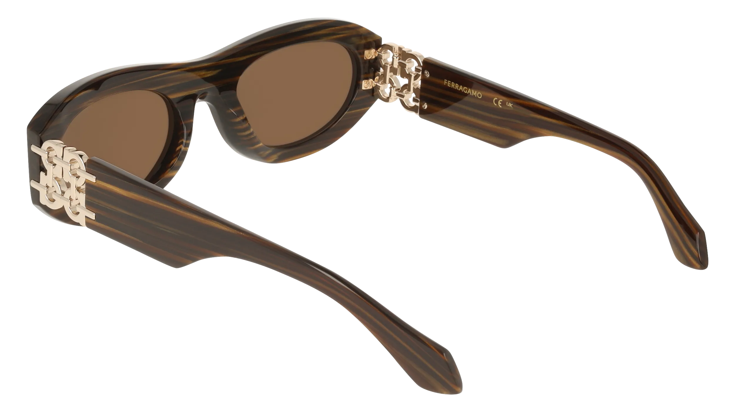Ferragamo SF2082SE 223 Occhiali da sole Acetato Marrone Rotonda Normale - immagine 4