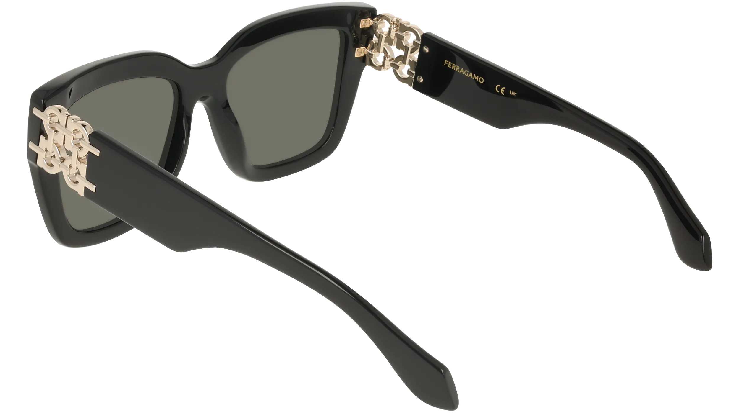 Ferragamo SF2083SE 001 Occhiali da sole Acetato Nero Grigio Squadrata Normale - immagine 4
