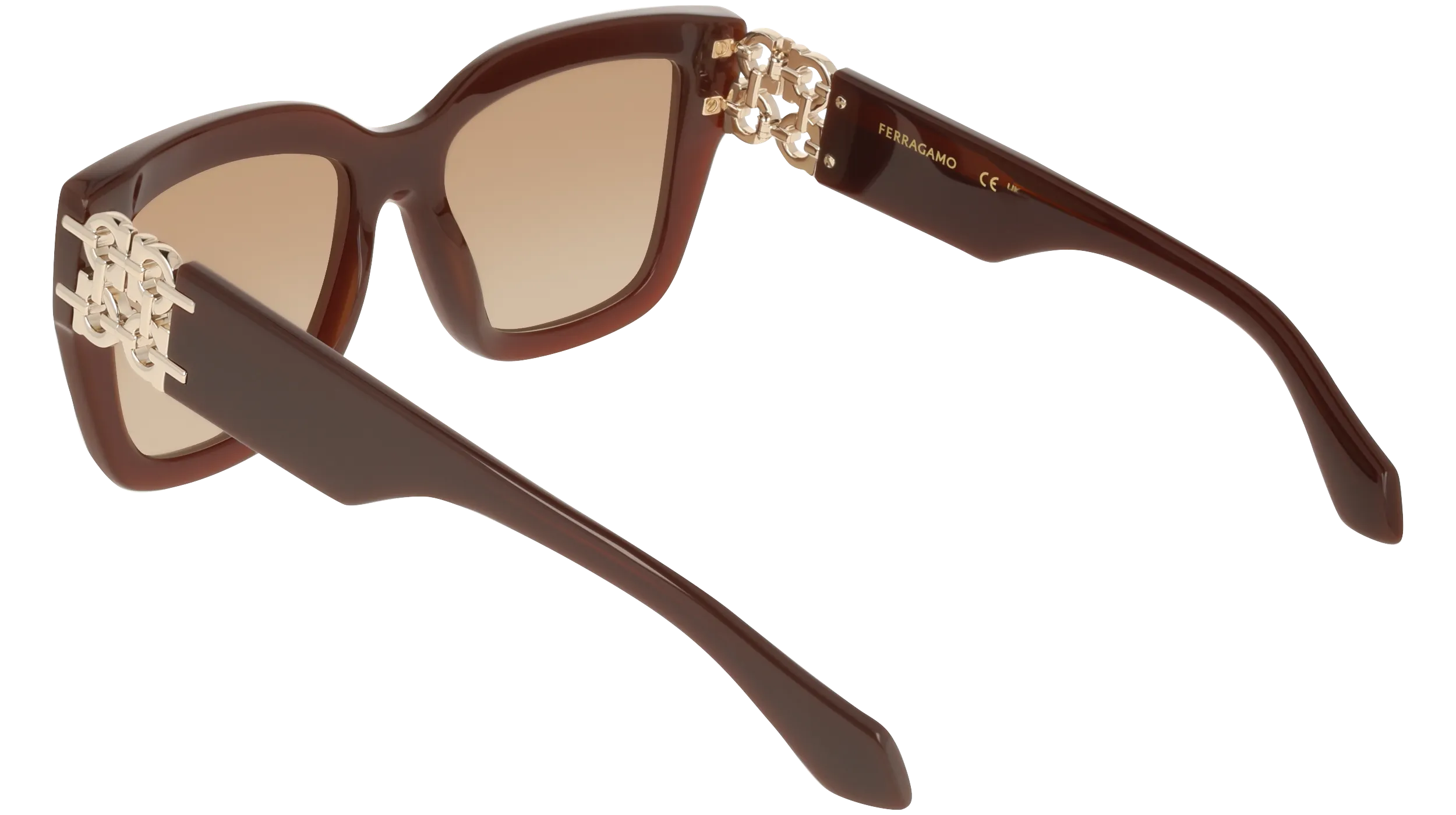 Ferragamo SF2083SE 210 Occhiali da sole Acetato Marrone Squadrata Normale Sfumato - immagine 4