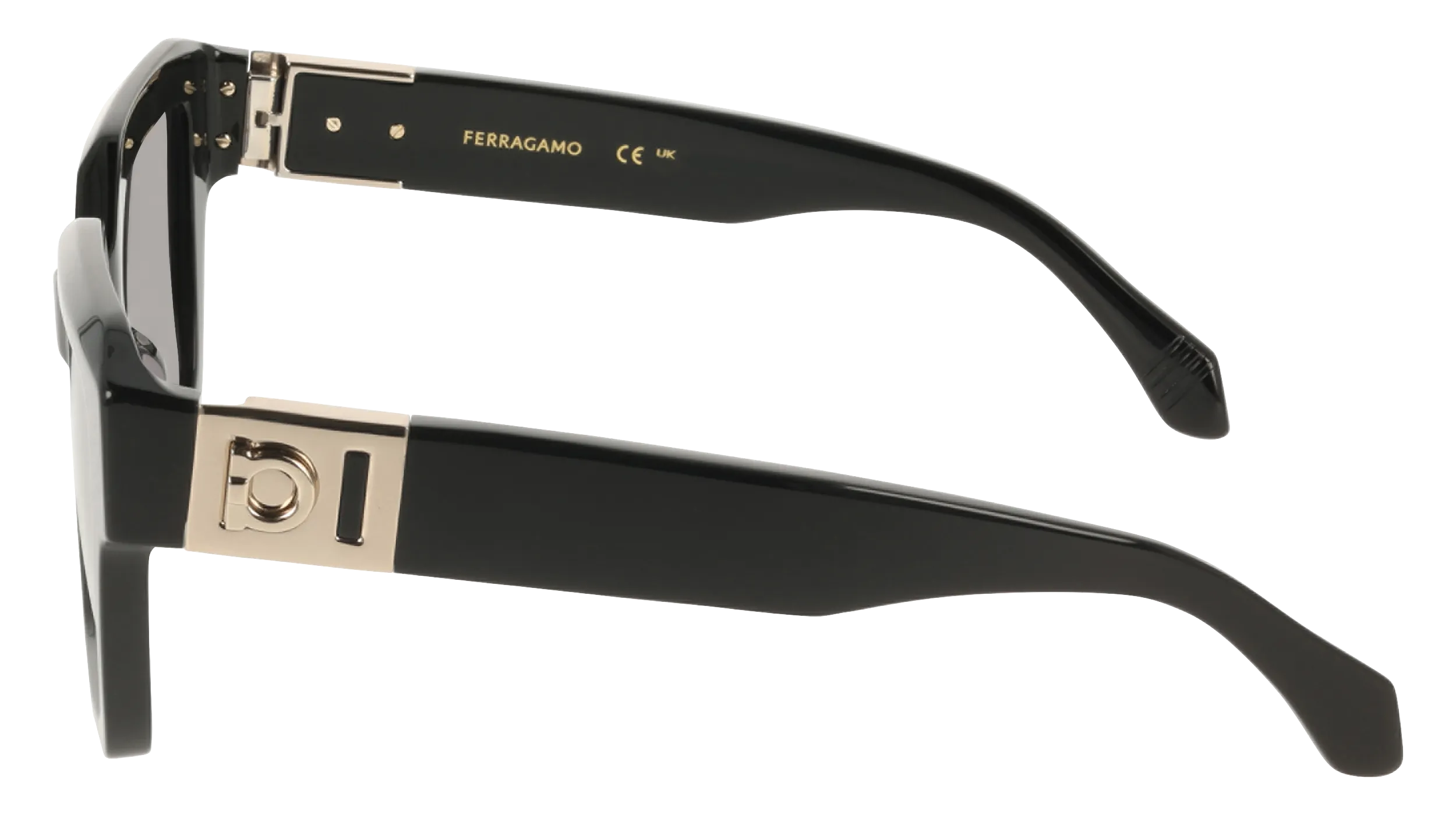 Ferragamo SF2084S 001 Occhiali da sole Acetato Nero Grigio Squadrata Normale - immagine 3