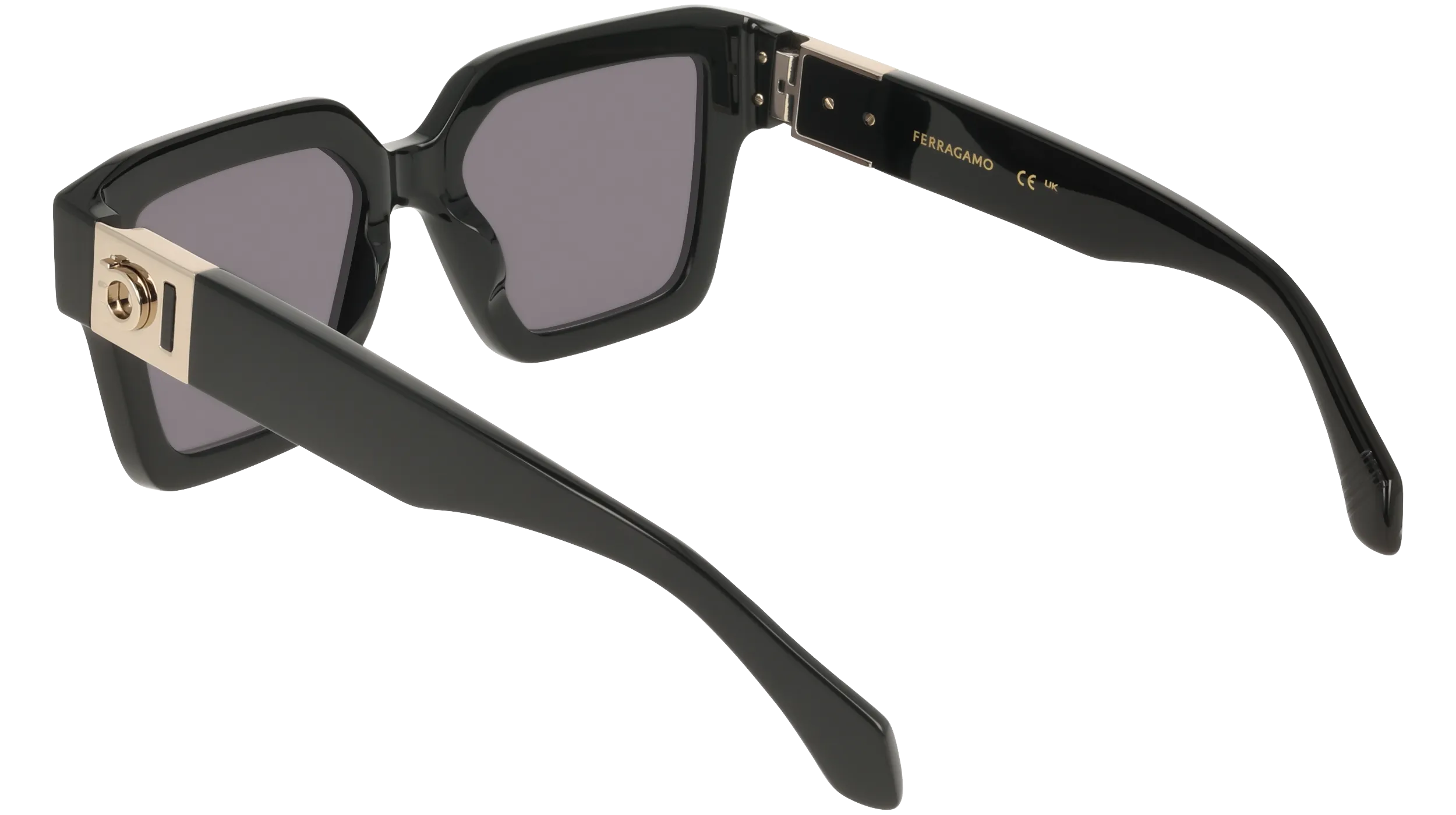 Ferragamo SF2084S 001 Occhiali da sole Acetato Nero Grigio Squadrata Normale - immagine 4