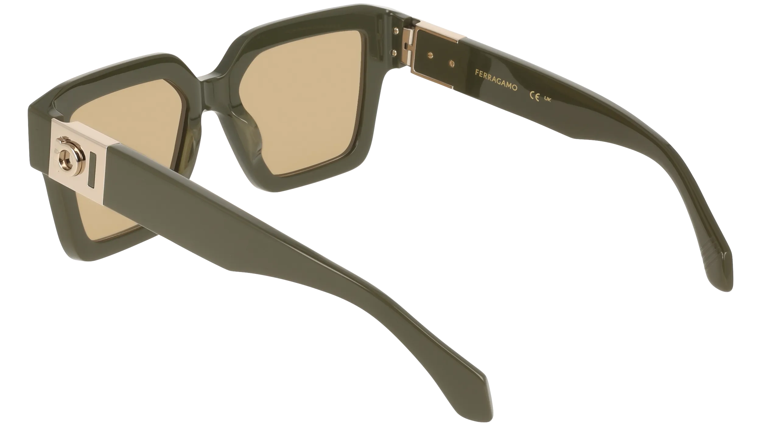 Ferragamo SF2084S 320 Occhiali da sole Acetato Verde Marrone Squadrata Normale - immagine 4