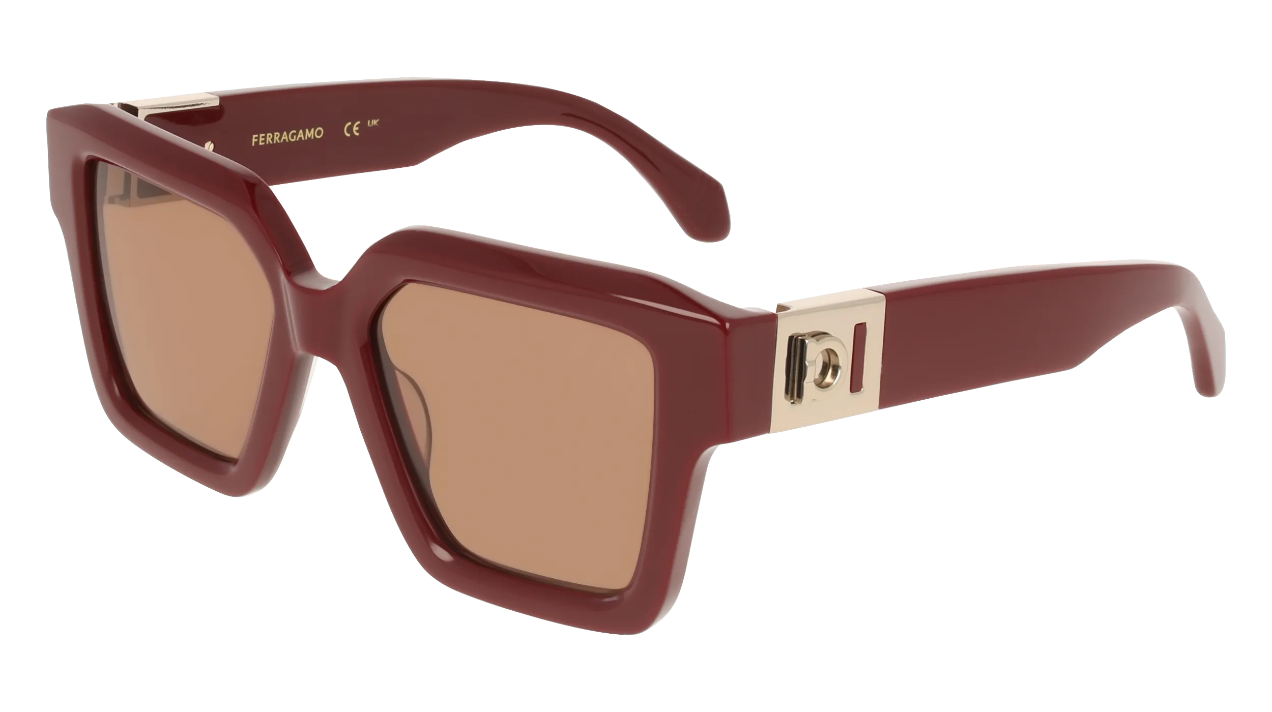 Ferragamo SF2084S 606 Occhiali da sole Acetato Bordeaux Marrone Squadrata Normale - immagine 1