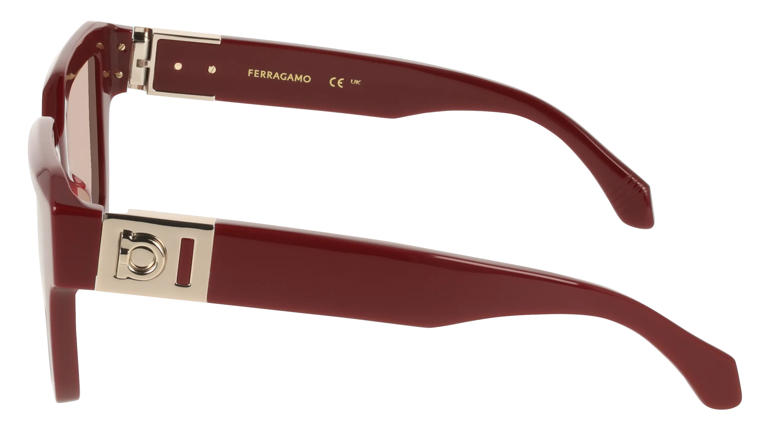 Ferragamo SF2084S 606 Occhiali da sole Acetato Bordeaux Marrone Squadrata Normale - immagine 3