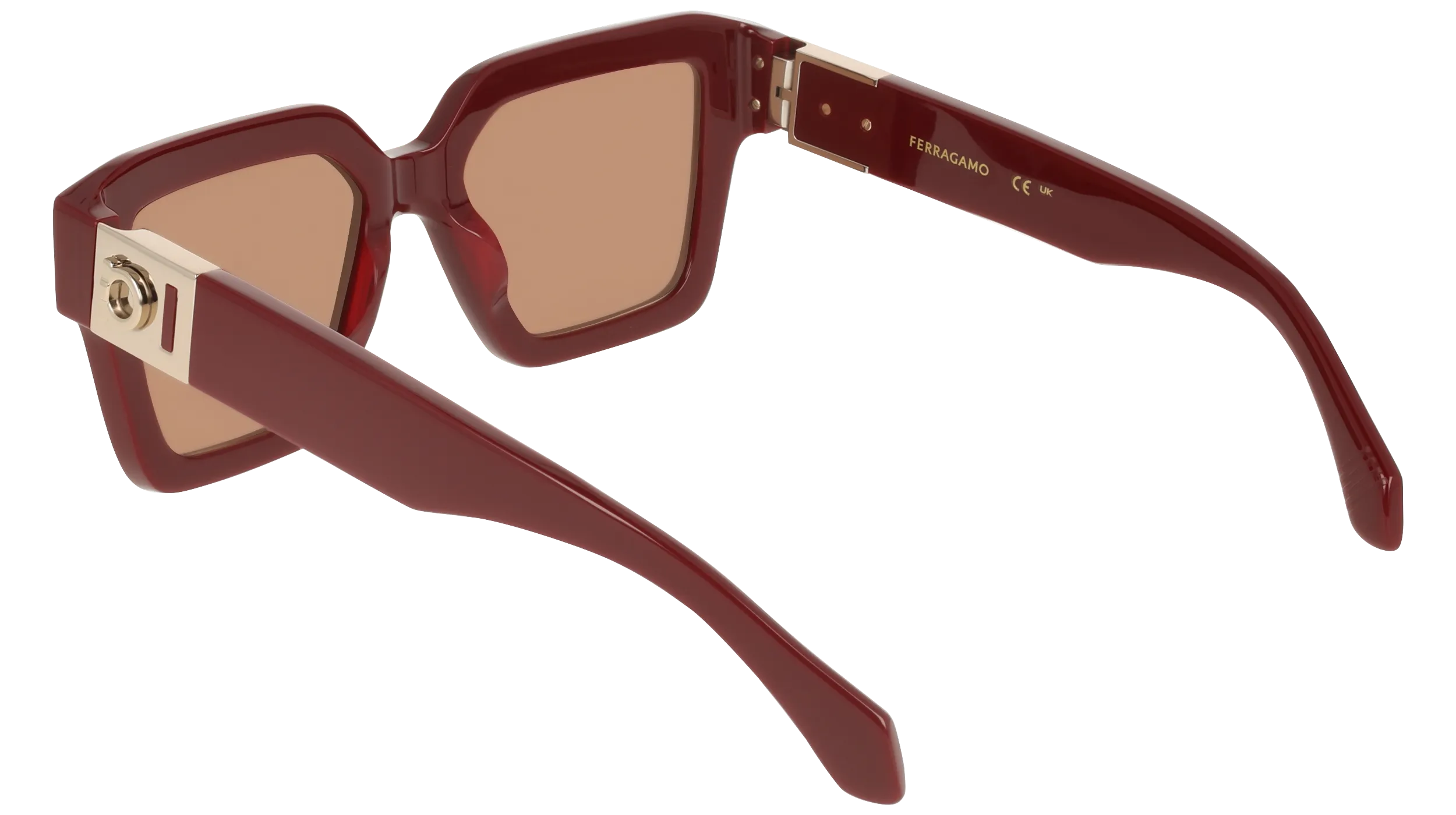 Ferragamo SF2084S 606 Occhiali da sole Acetato Bordeaux Marrone Squadrata Normale - immagine 4