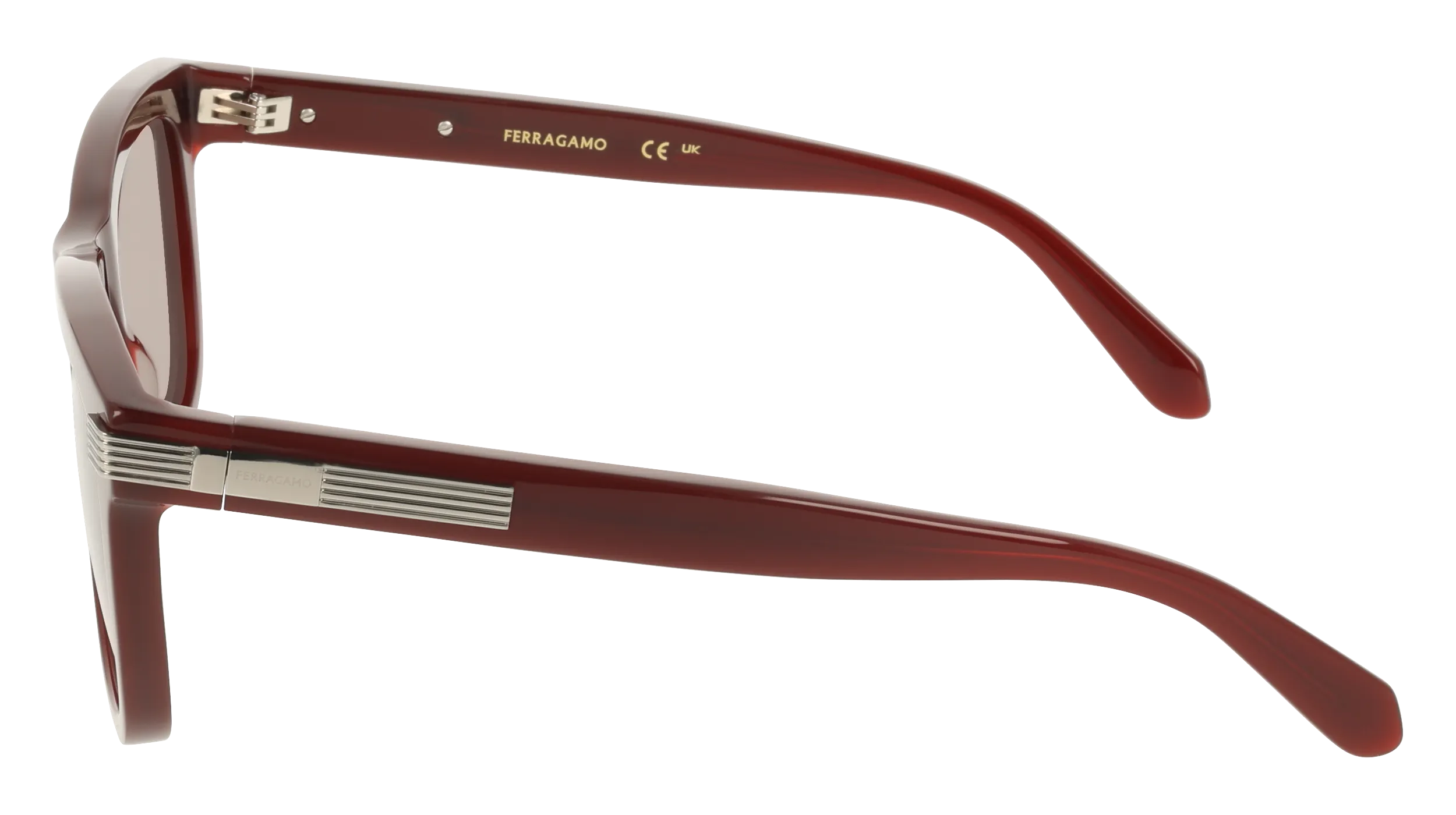 Ferragamo SF2088S 600 Occhiali da sole Acetato Rosso Marrone Squadrata Normale - immagine 3
