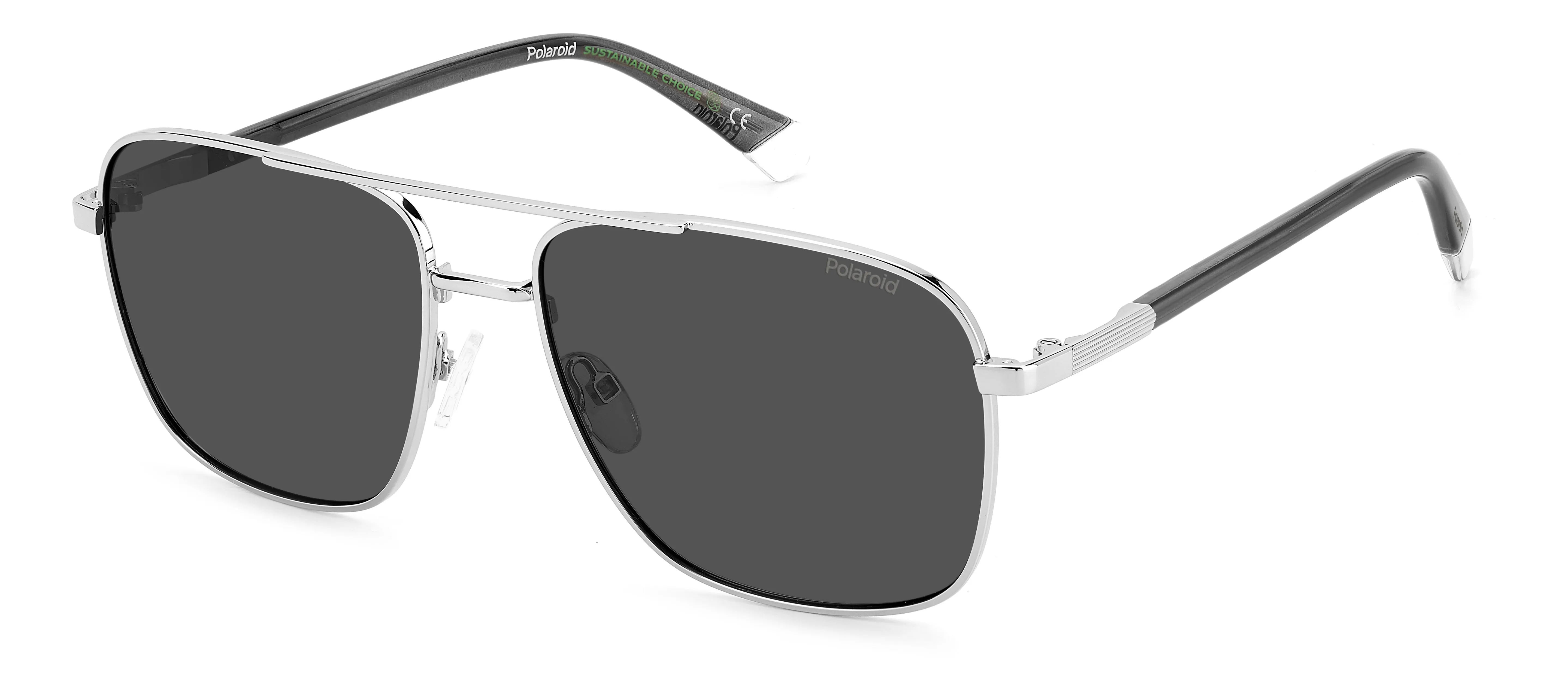Polaroid PLD 4128/S/X 010/M9 Occhiali da sole Metallo Argento Grigio Pilot Polarizzata - immagine 1
