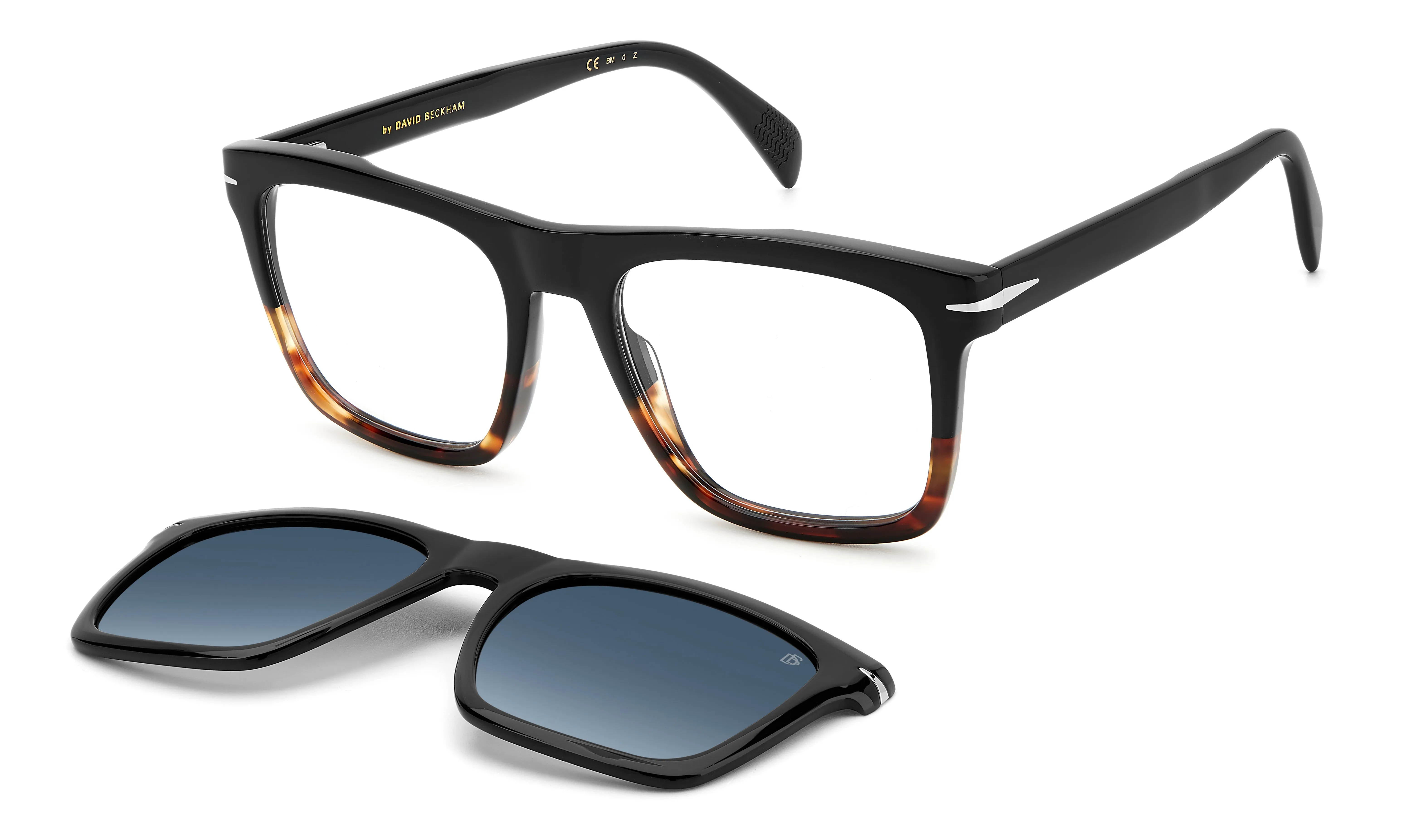 DAVID BECKHAM DB 7000/CS 37N/Z7 Occhiali da sole Acetato Corno nero Blu Squadrata Polarizzata Sfumato - immagine 1