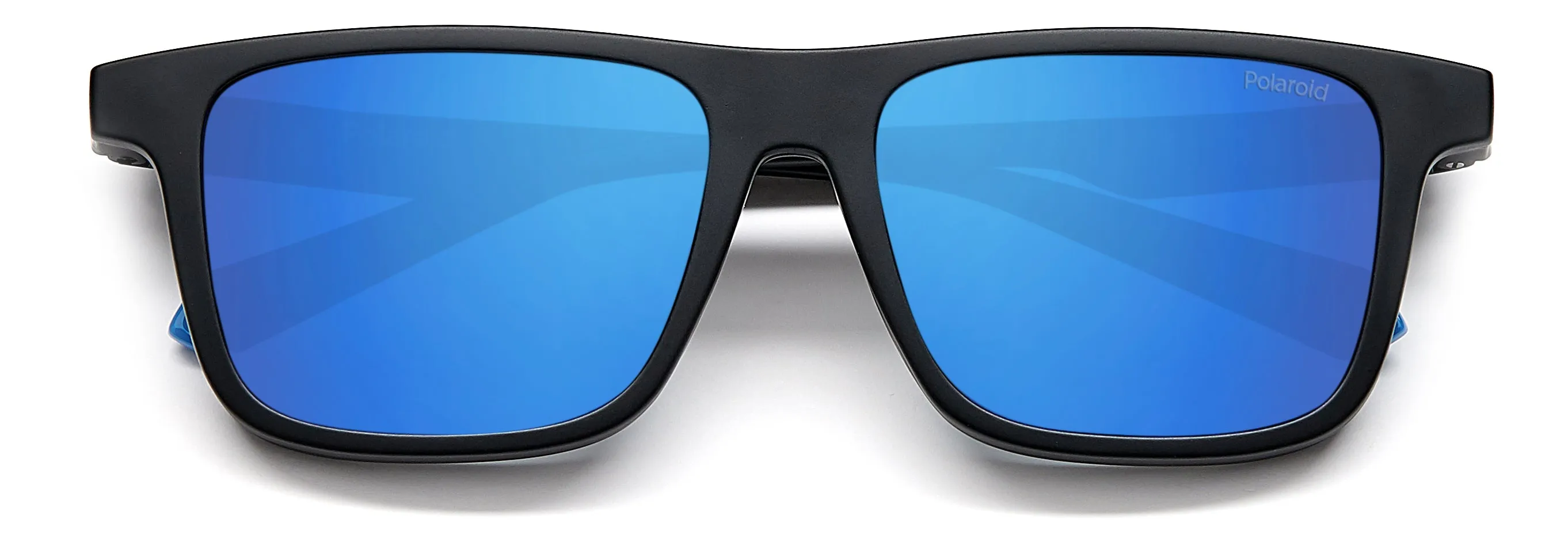 Polaroid PLD 2131/CS 0VK/5X Occhiali da sole Plastica Nero-opaco Blu Squadrata Polarizzata Clip-on - immagine 3