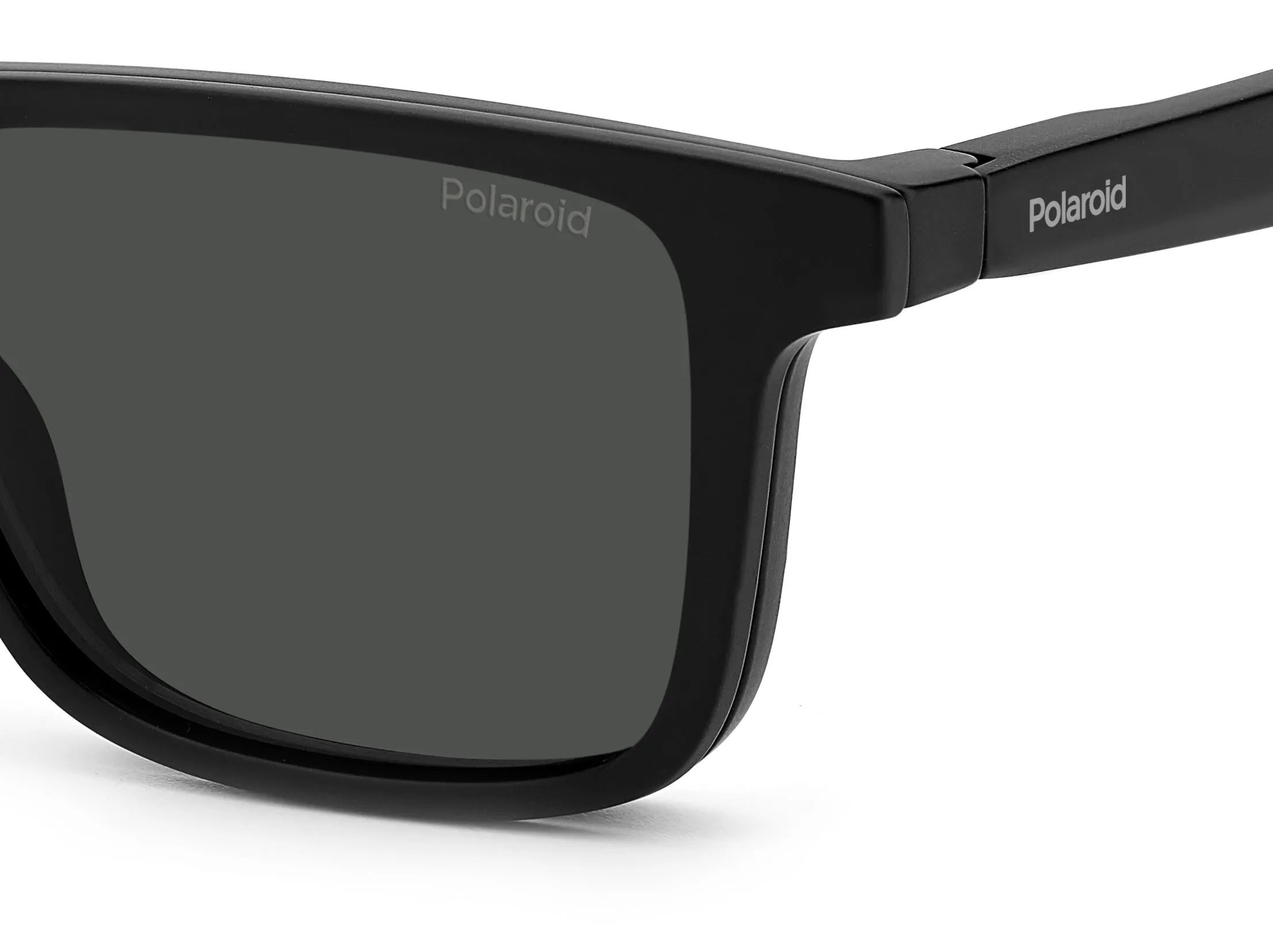 Polaroid PLD 2131/CS 003/M9 Occhiali da sole Plastica Nero-opaco Grigio Squadrata Polarizzata Clip-on - immagine 4