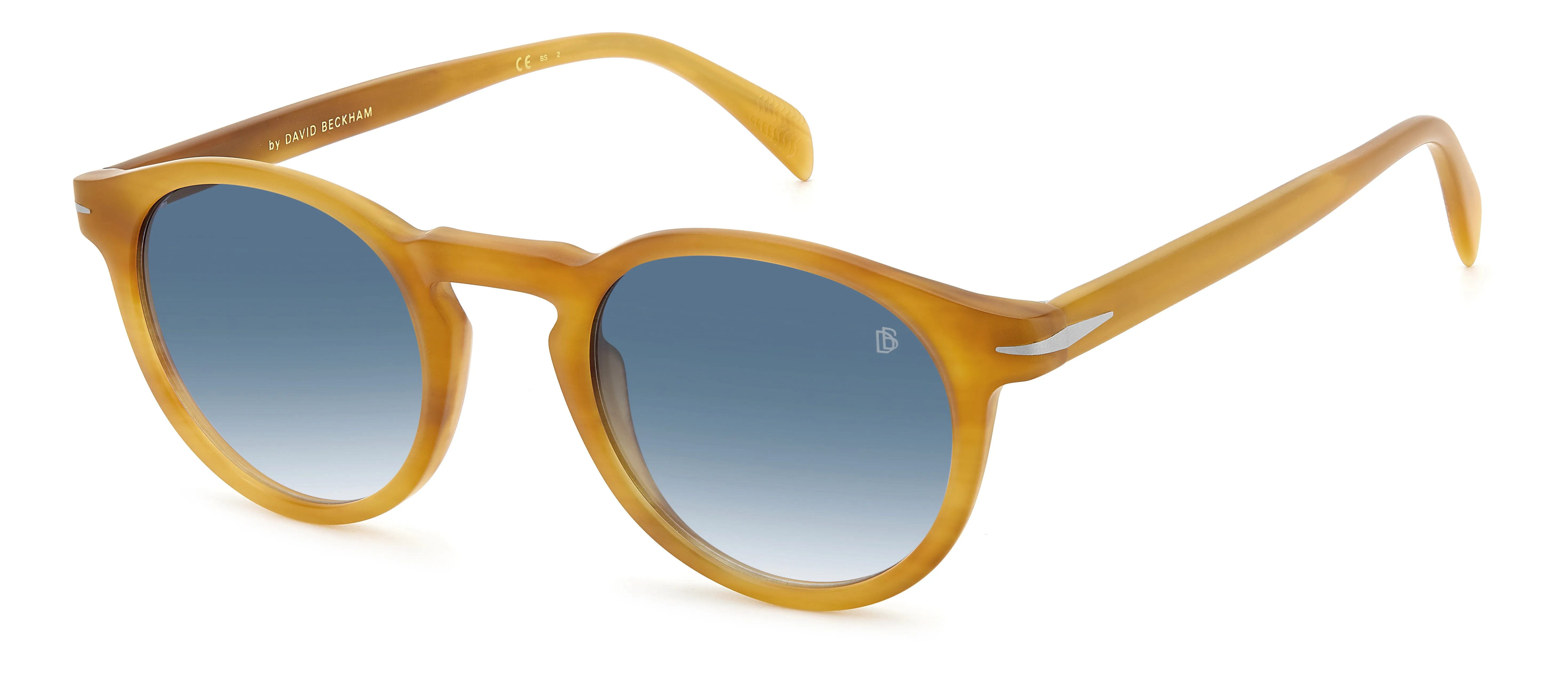 DAVID BECKHAM DB 1036/S C9B/08 Occhiali da sole Plastica Havana miele Blu Rotonda Sfumato - immagine 1