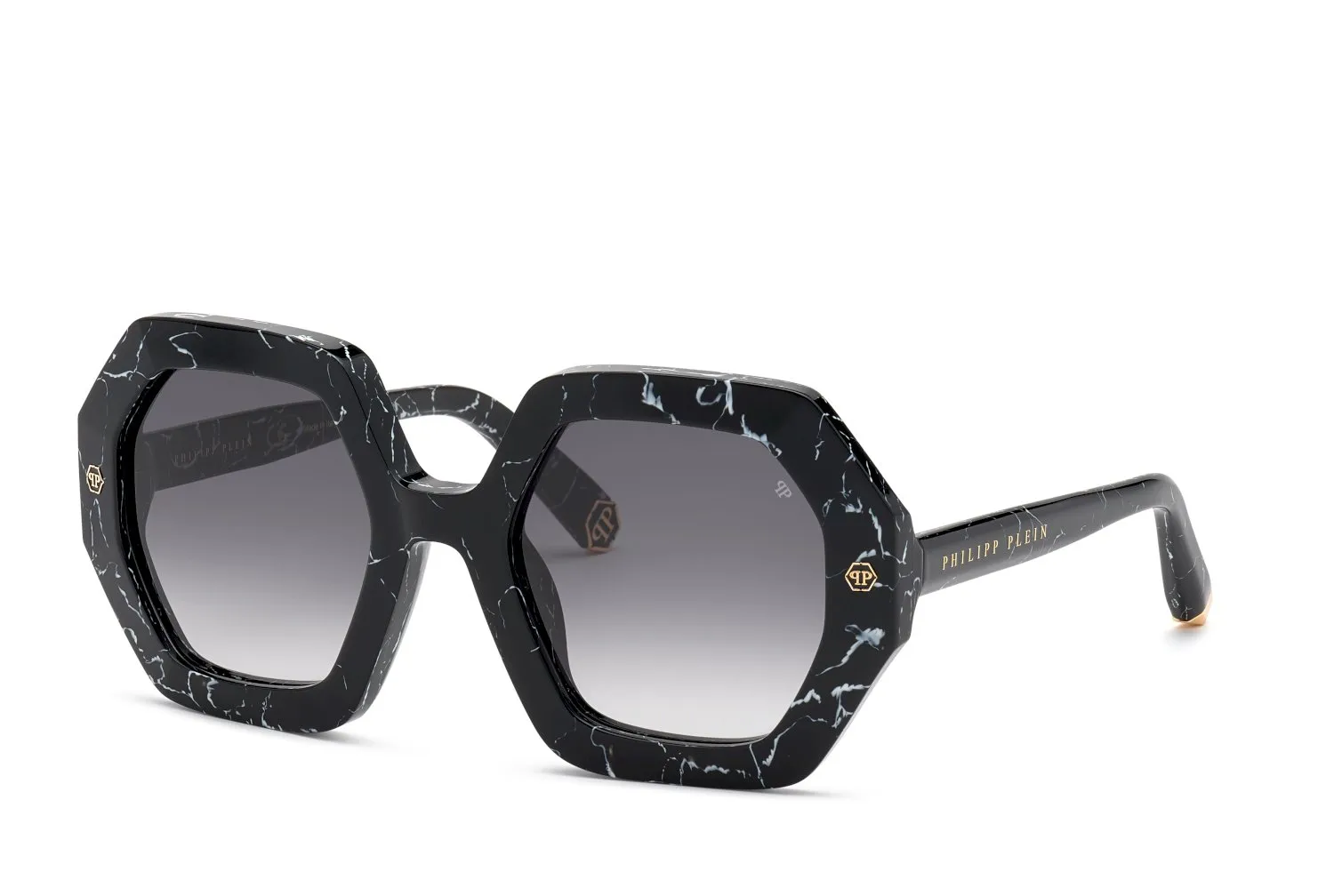 Philipp Plein SPP039M PLEIN FIRST LADY HONG KONG 0869 Occhiali da sole Acetato Nero Grigio Geometrica Normale Sfumato - immagine 1