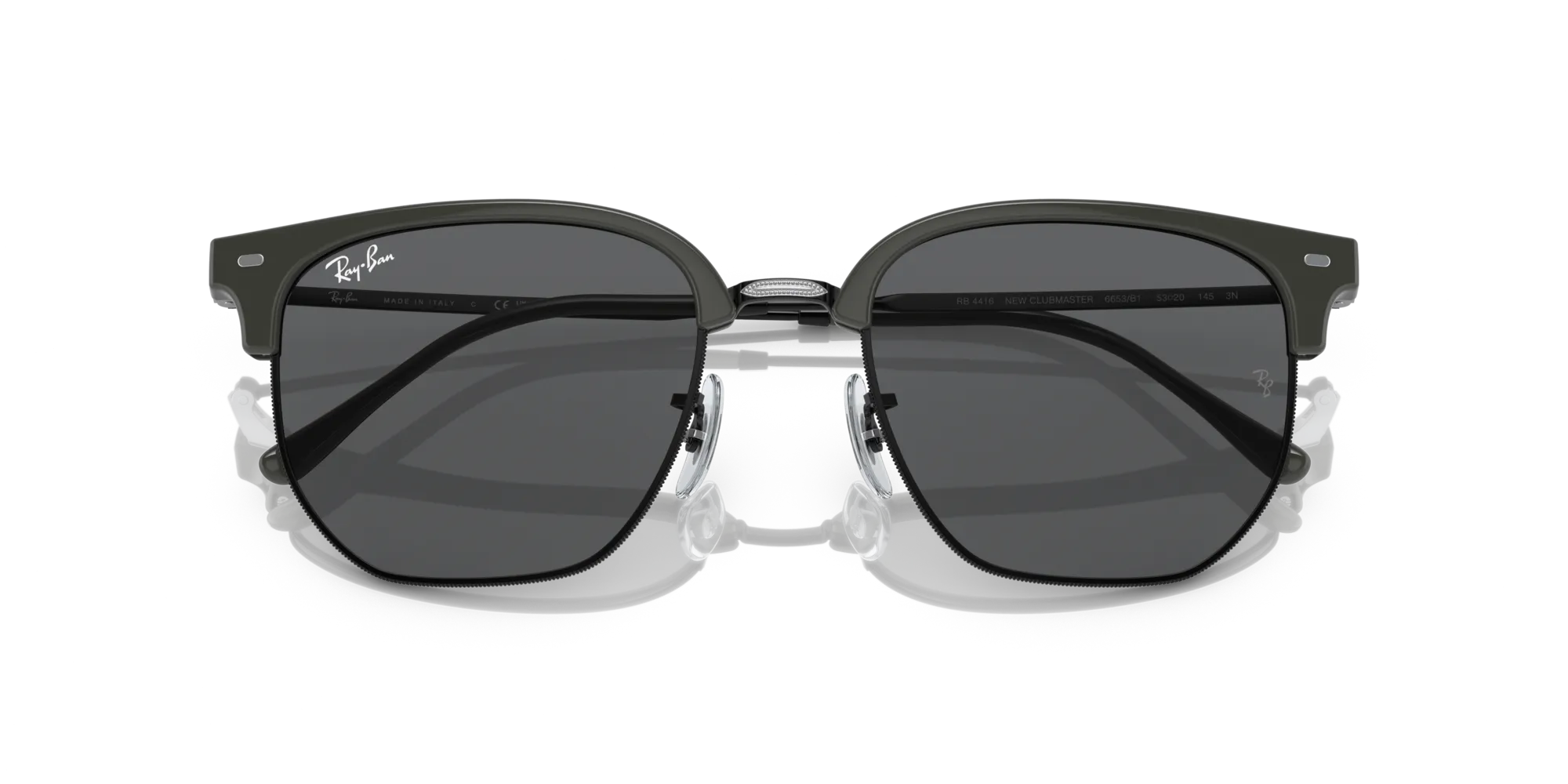 Ray - Ban RB4416 NEW CLUBMASTER 6653B1 Occhiali da sole Acetato Grigio Grigio Geometrica Normale - immagine 2