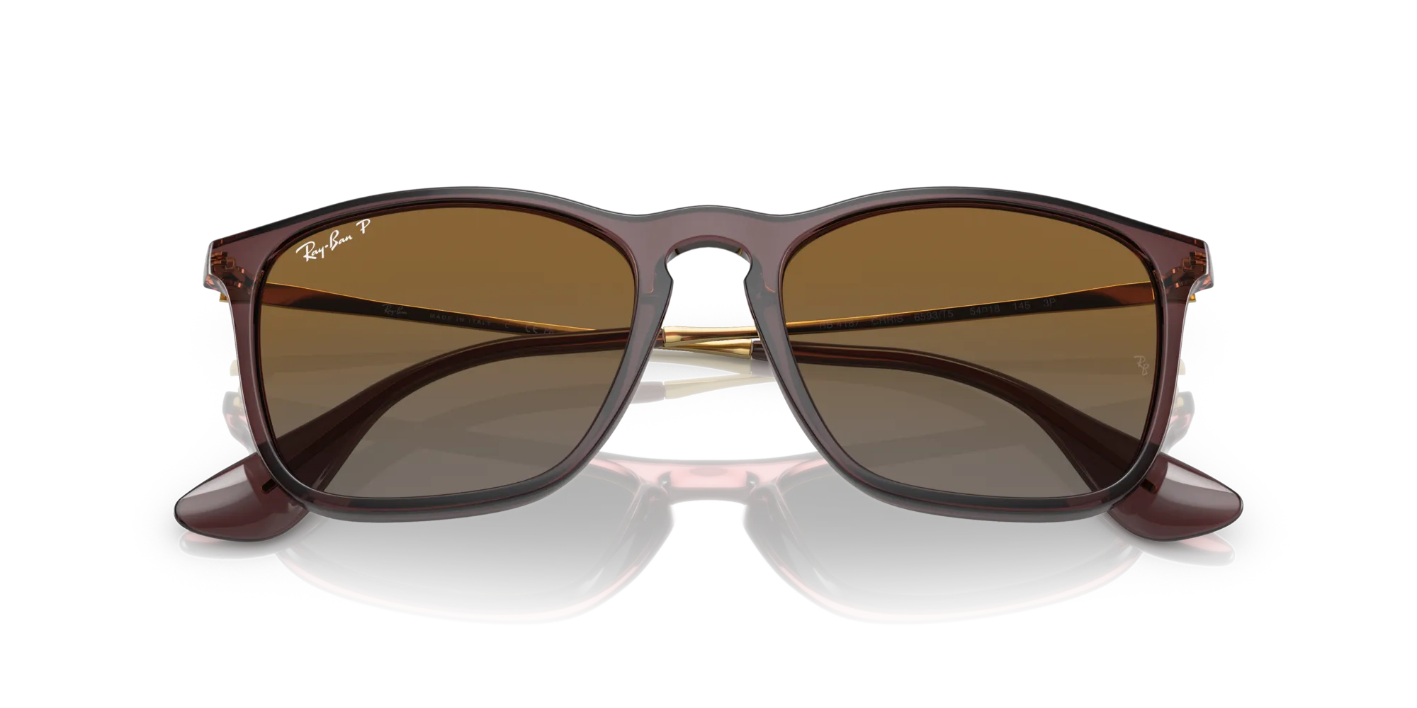 Ray - Ban RB4187 CHRIS 6593T5 Occhiali da sole Iniettato Marrone Marrone Squadrata Polarizzata - immagine 2