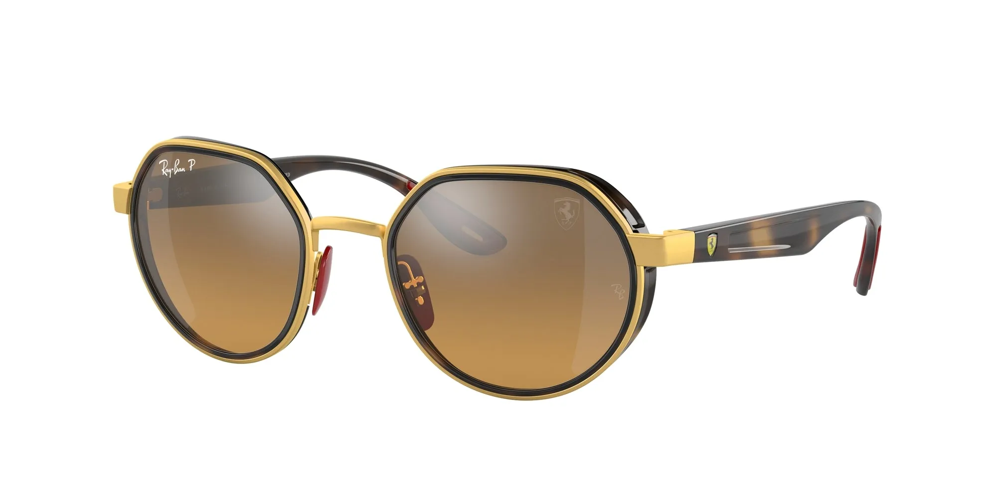 Ray - Ban RB3703M F076A2 Occhiali da sole Metallo Oro Marrone Geometrica Polarizzata Specchiato - immagine 1