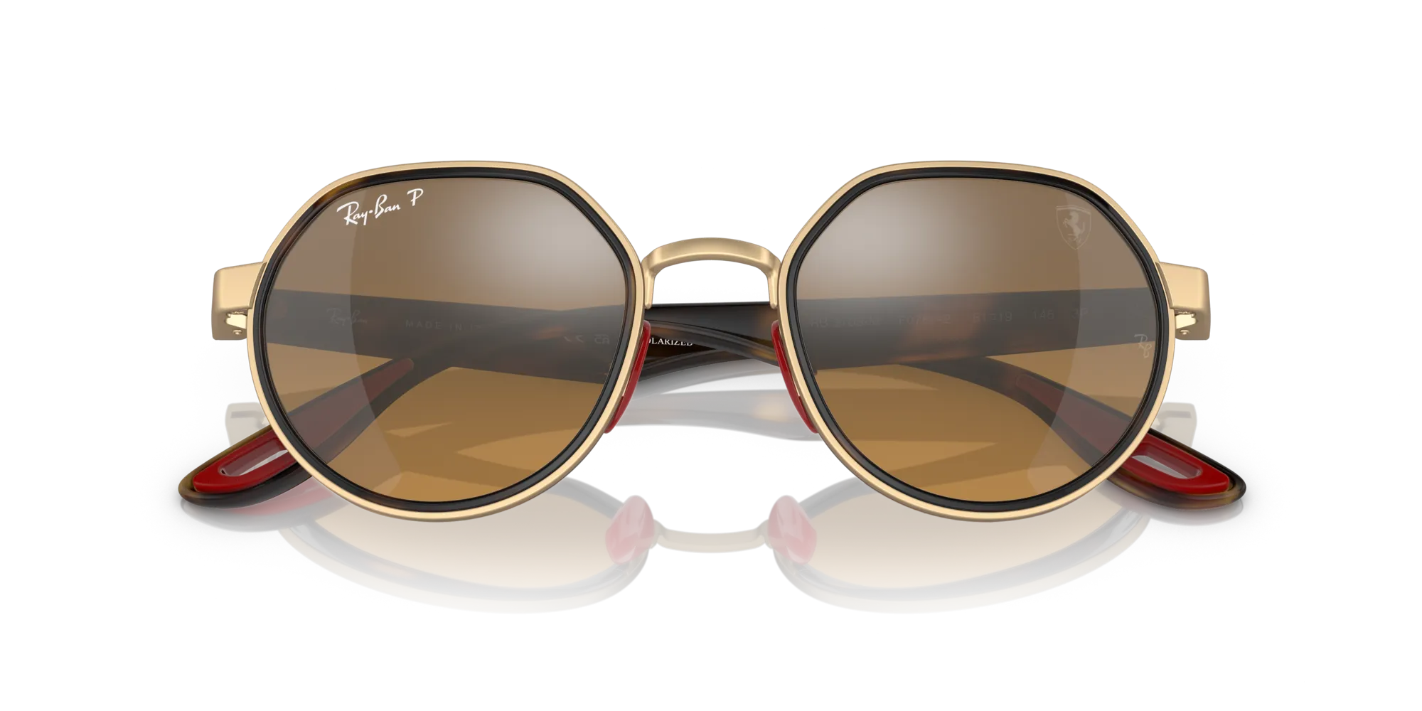 Ray - Ban RB3703M F076A2 Occhiali da sole Metallo Oro Marrone Geometrica Polarizzata Specchiato - immagine 2