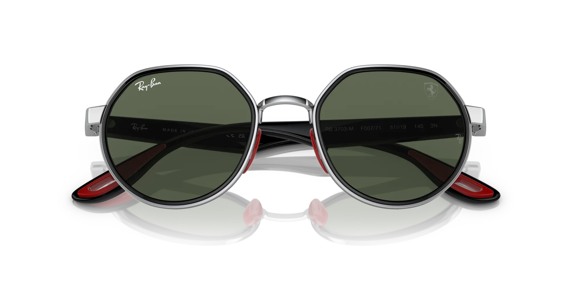 Ray - Ban RB3703M F00771 Occhiali da sole Metallo Argento Verde Geometrica Normale - immagine 2
