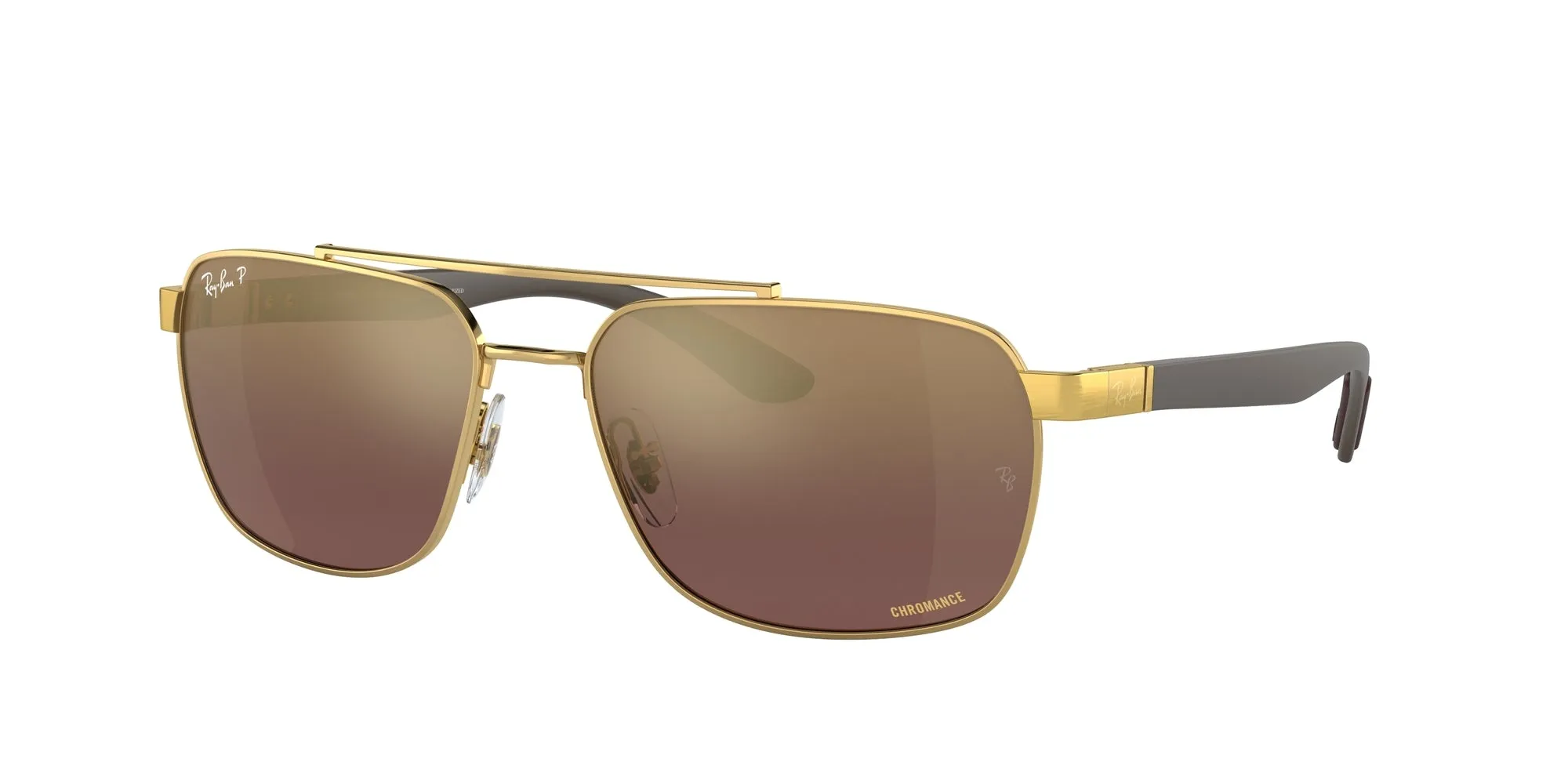 Ray - Ban RB3701 001/6B Occhiali da sole Acciaio Oro Viola Squadrata Polarizzata Specchiato - immagine 1