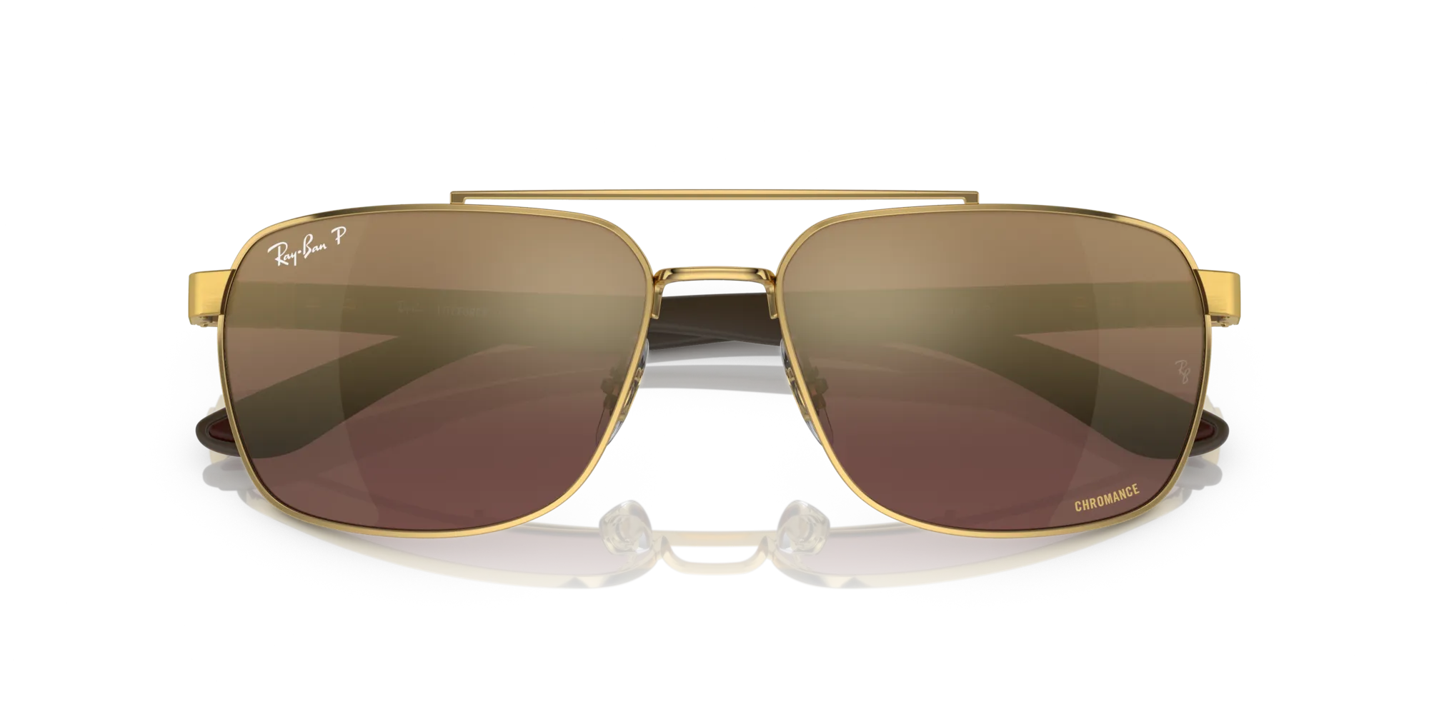 Ray - Ban RB3701 001/6B Occhiali da sole Acciaio Oro Viola Squadrata Polarizzata Specchiato - immagine 2