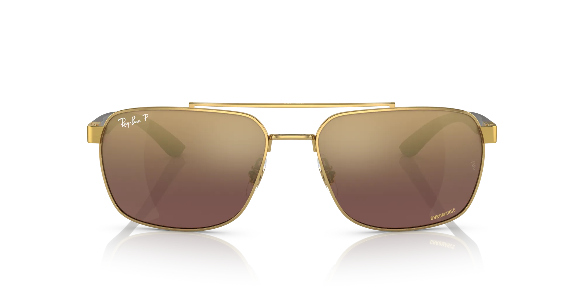 Ray - Ban RB3701 001/6B Occhiali da sole Acciaio Oro Viola Squadrata Polarizzata Specchiato - immagine 3