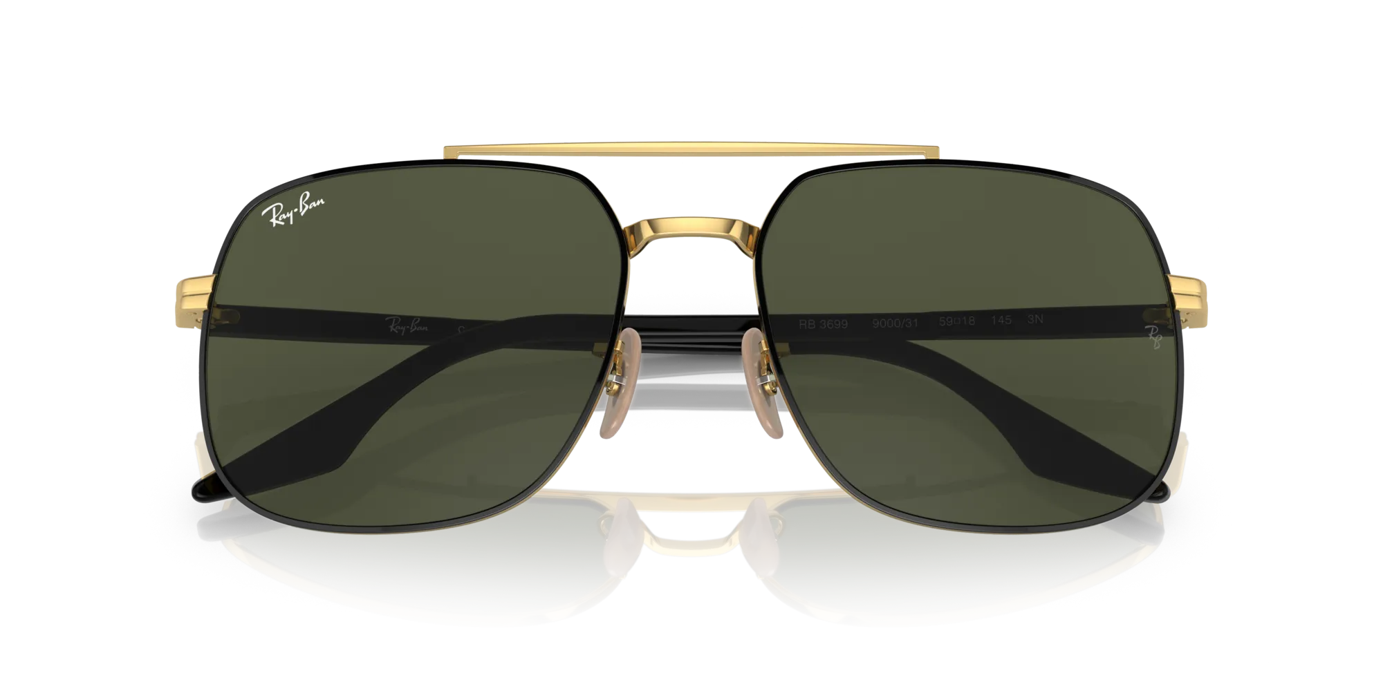 Ray - Ban RB3699 900031 Occhiali da sole Metallo Nero Verde Squadrata Normale - immagine 2