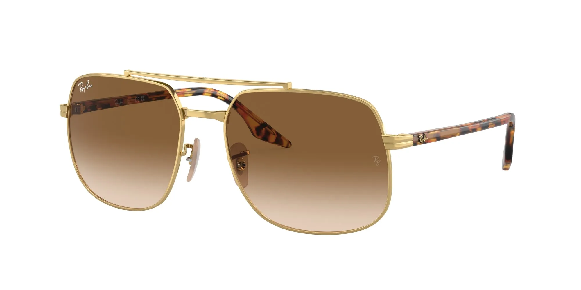 Ray - Ban RB3699 001/51 Occhiali da sole Metallo Oro Marrone Squadrata Normale Sfumato - immagine 1