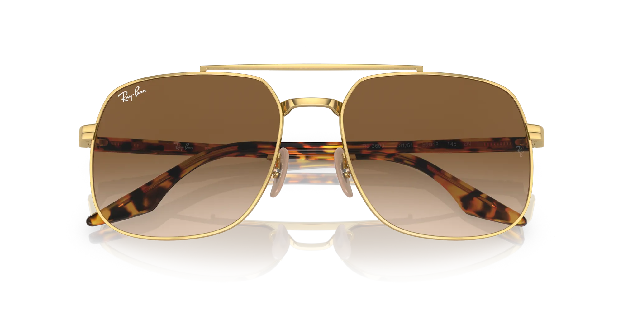 Ray - Ban RB3699 001/51 Occhiali da sole Metallo Oro Marrone Squadrata Normale Sfumato - immagine 2