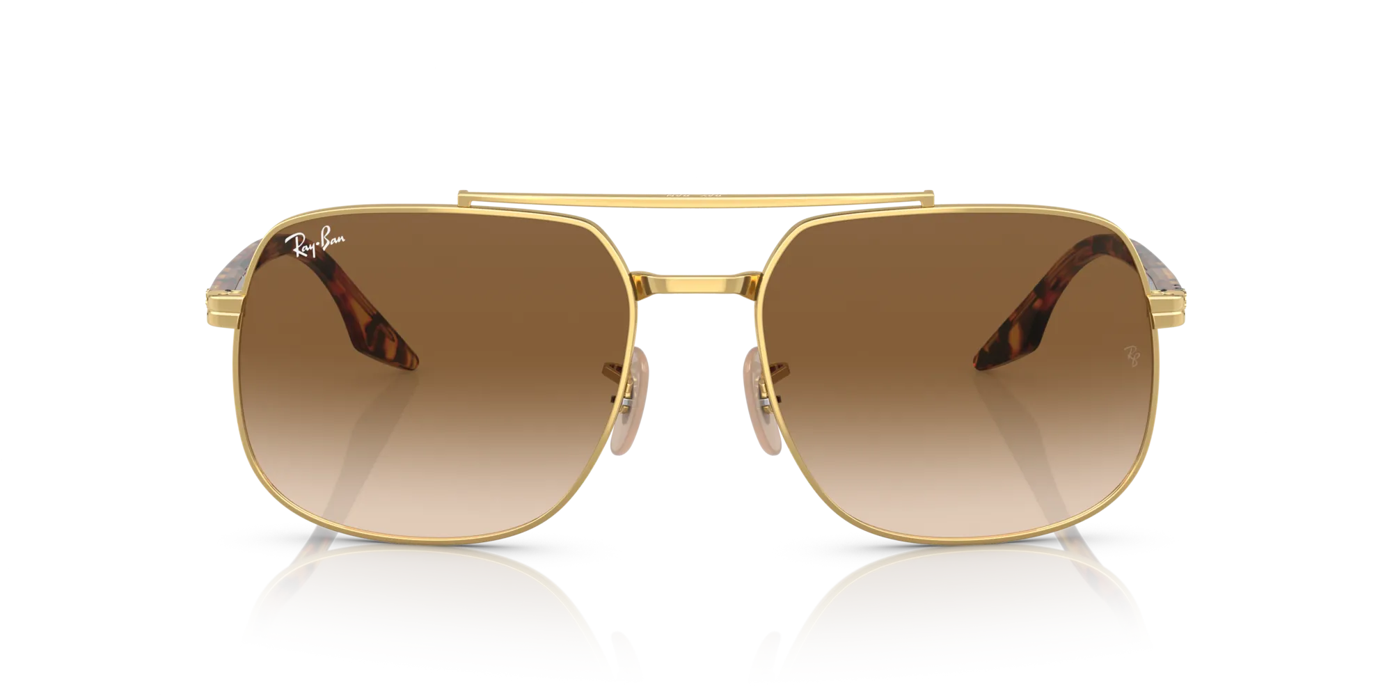 Ray - Ban RB3699 001/51 Occhiali da sole Metallo Oro Marrone Squadrata Normale Sfumato - immagine 3