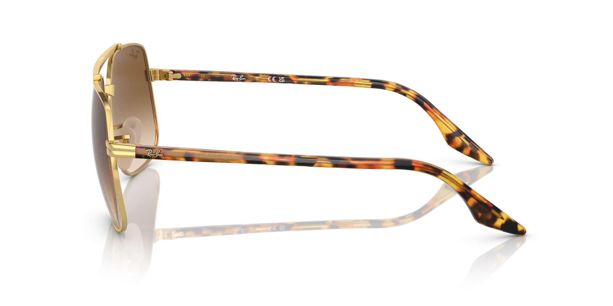 Ray - Ban RB3699 001/51 Occhiali da sole Metallo Oro Marrone Squadrata Normale Sfumato - immagine 4