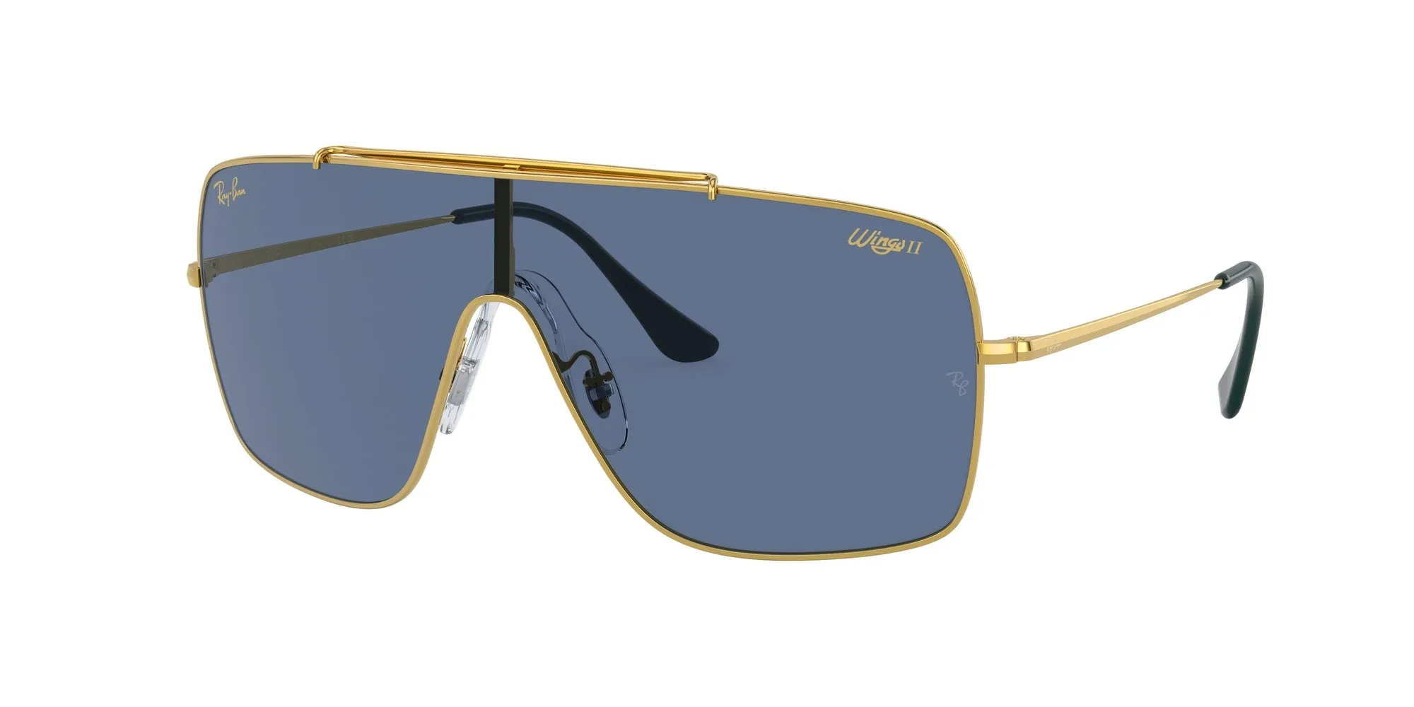 Ray - Ban RB3697 Wings II 924580 Occhiali da sole Metallo Oro Blu Squadrata - immagine 1