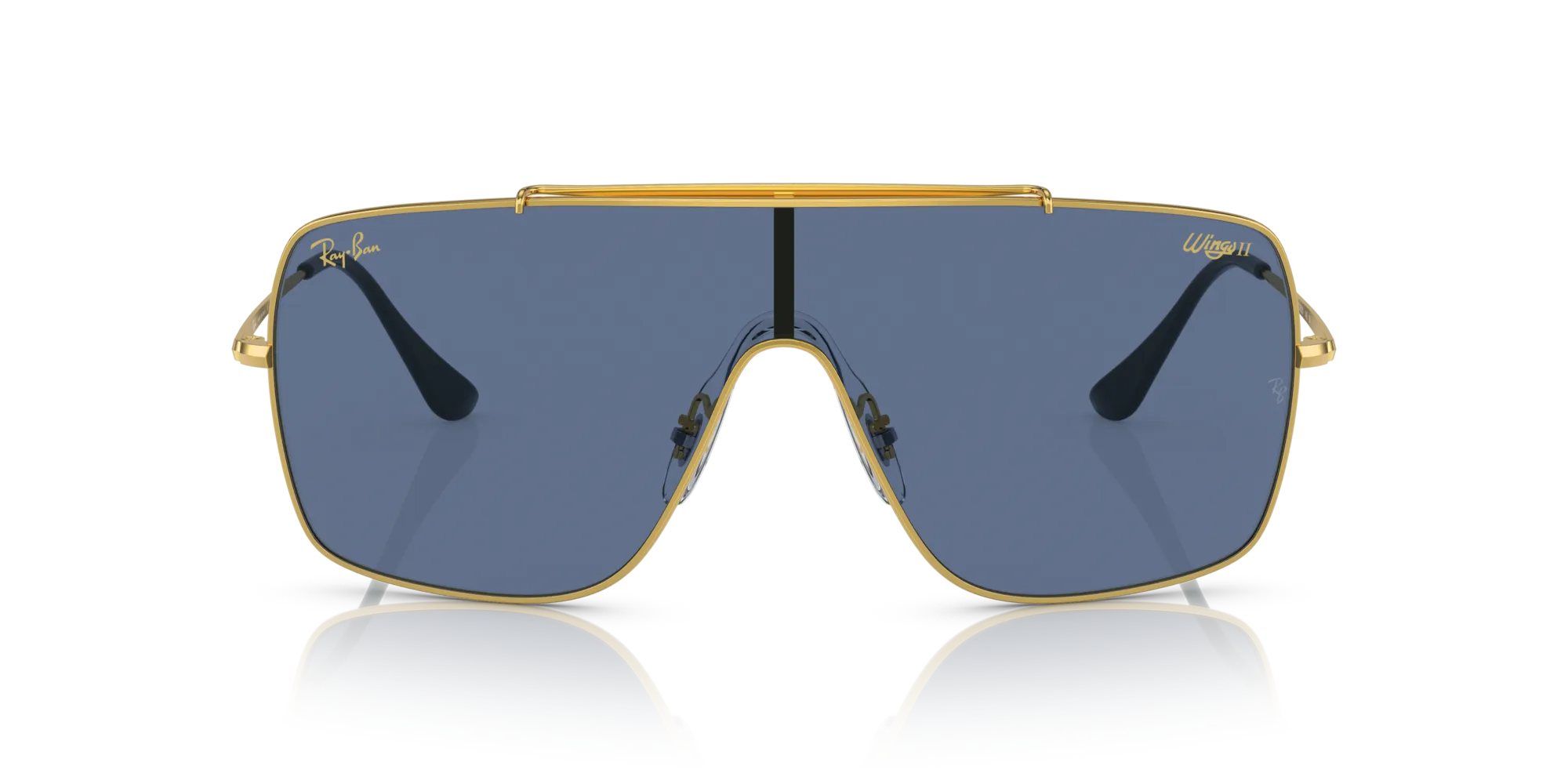 Ray - Ban RB3697 Wings II 924580 Occhiali da sole Metallo Oro Blu Squadrata - immagine 3