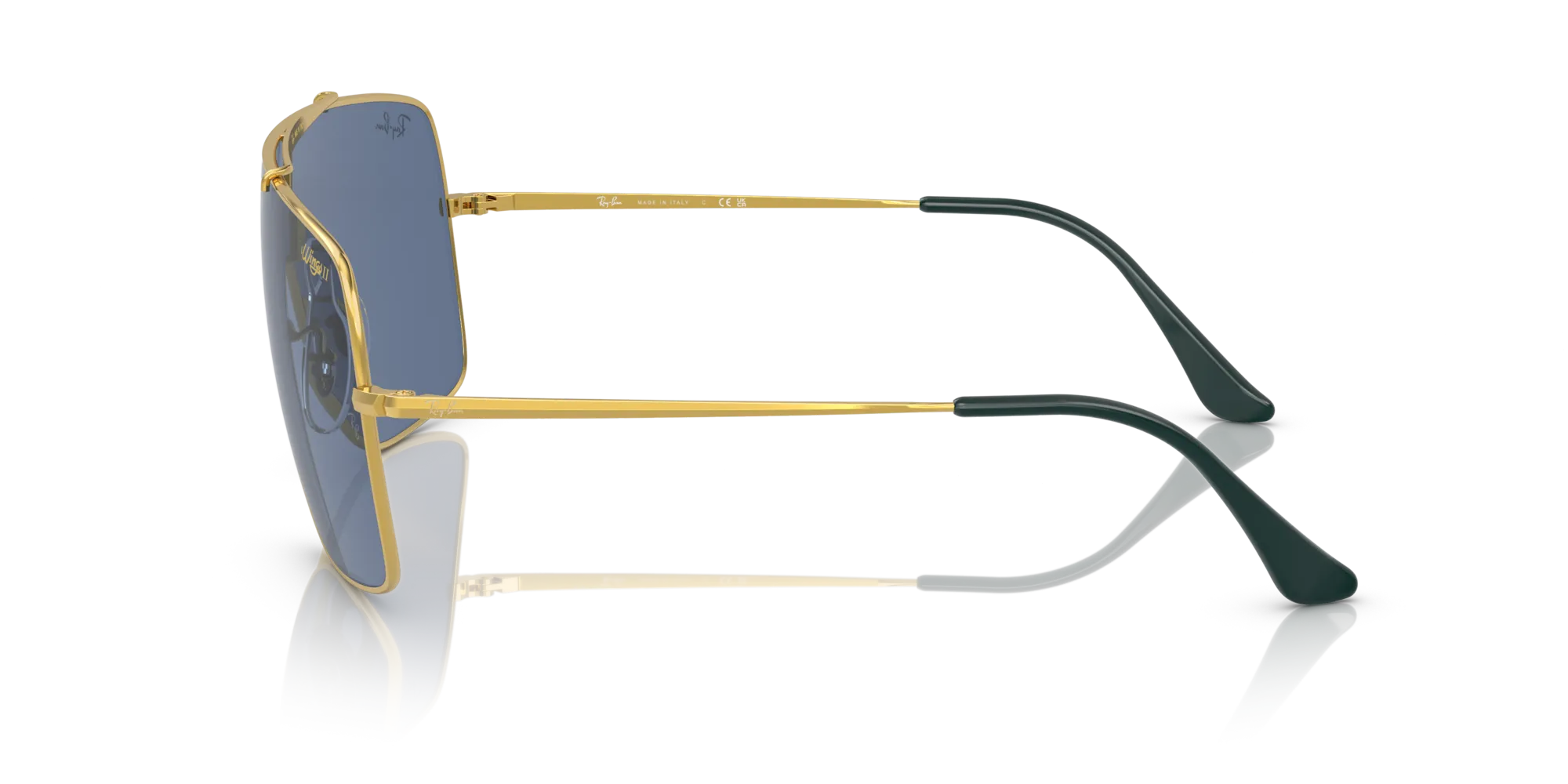 Ray - Ban RB3697 Wings II 924580 Occhiali da sole Metallo Oro Blu Squadrata - immagine 4