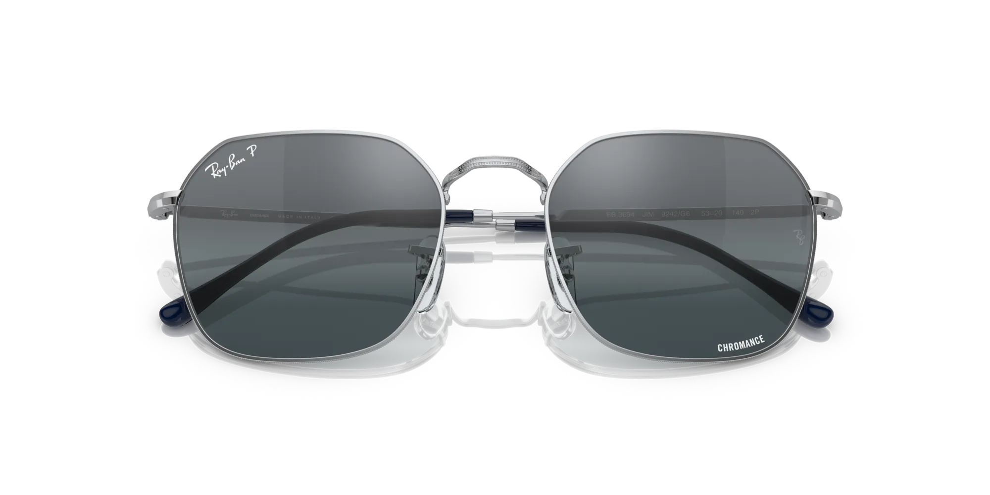 Ray - Ban RB3694 JIM 9242G6 Occhiali da sole Metallo Argento Argento Geometrica Polarizzata Specchiato - immagine 2
