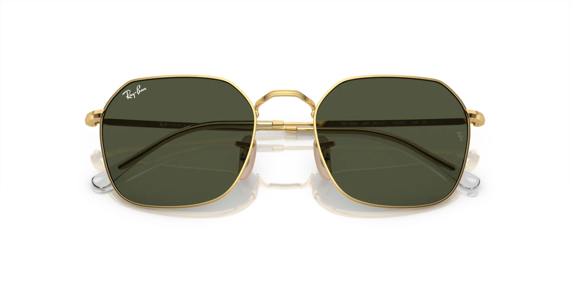 Ray - Ban RB3694 JIM 001/31 Occhiali da sole Metallo Oro Verde Geometrica Normale - immagine 2