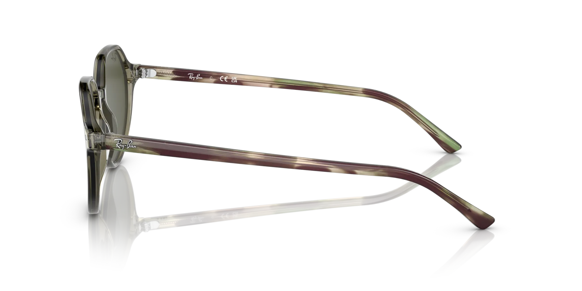 Ray - Ban RB2195 66355C Occhiali da sole Plastica Verde Trasparente Argento Squadrata Specchiato - immagine 4