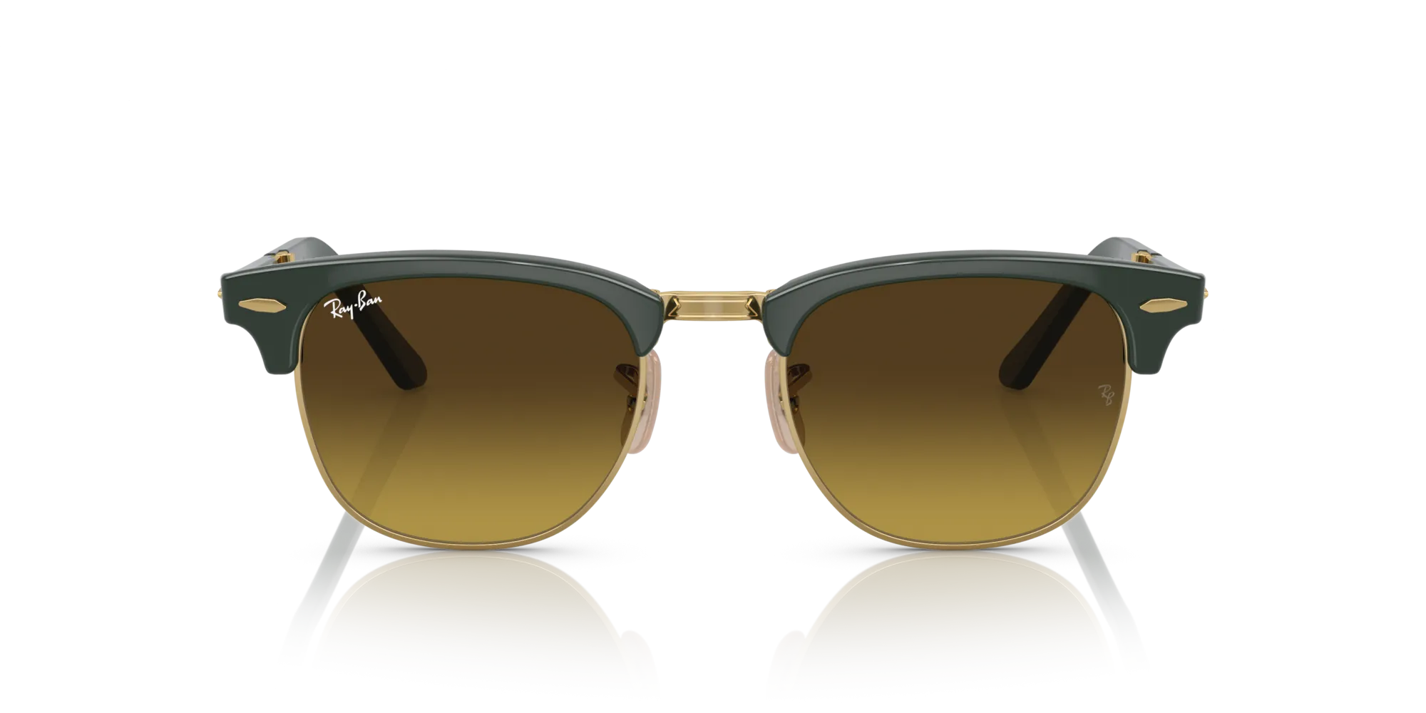Ray - Ban RB2176 CLUBMASTER FOLDING 136885 Occhiali da sole Acetato Verde Marrone Squadrata Normale Sfumato - immagine 3