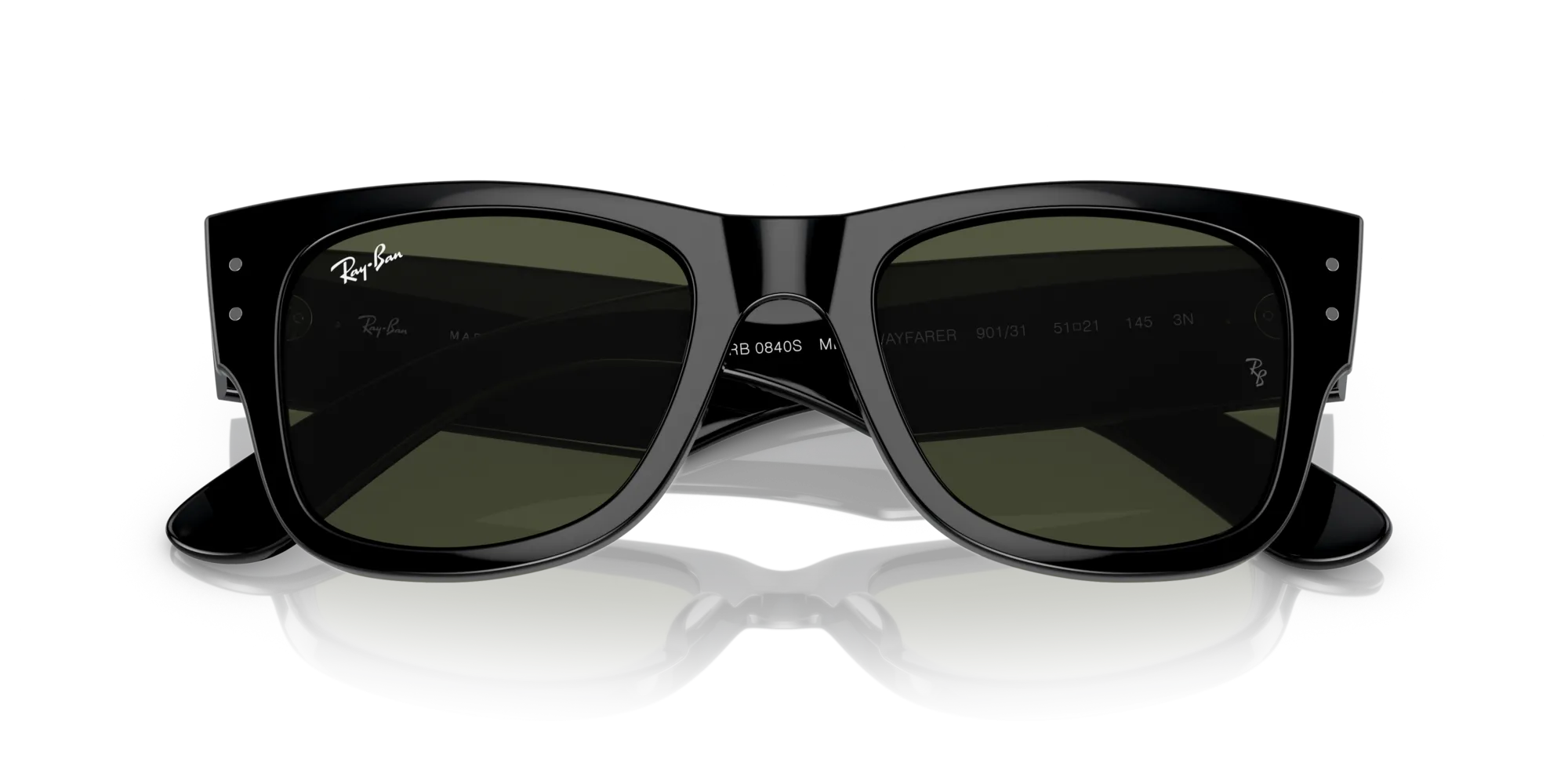 Ray - Ban RB0840S MEGA WAYFARER 901/31 Occhiali da sole Acetato Nero Verde Squadrata Normale - immagine 2