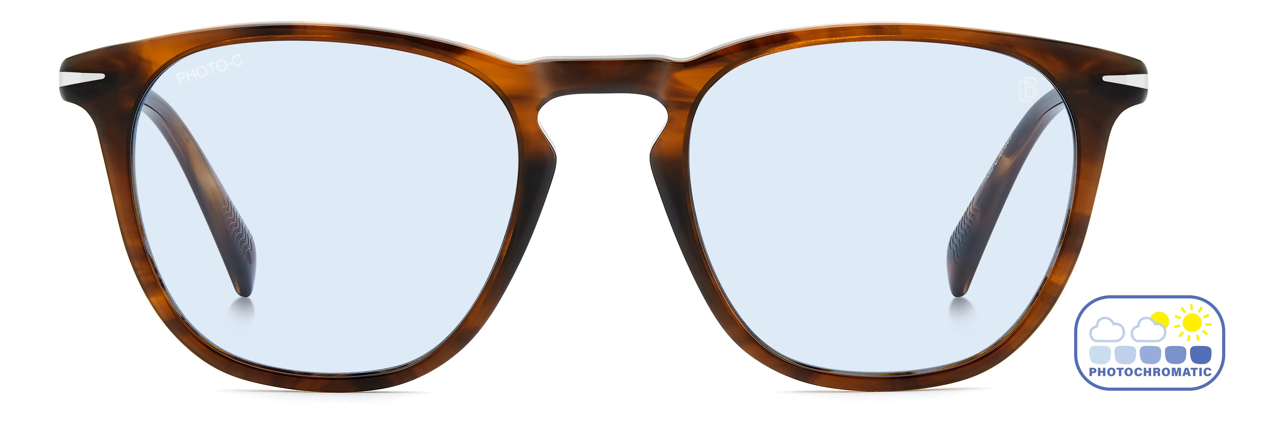 DAVID BECKHAM DB 1160/S EX4/QZ Occhiali da sole Acetato Marrone Azzurro Squadrata Fotocromatiche - immagine 2