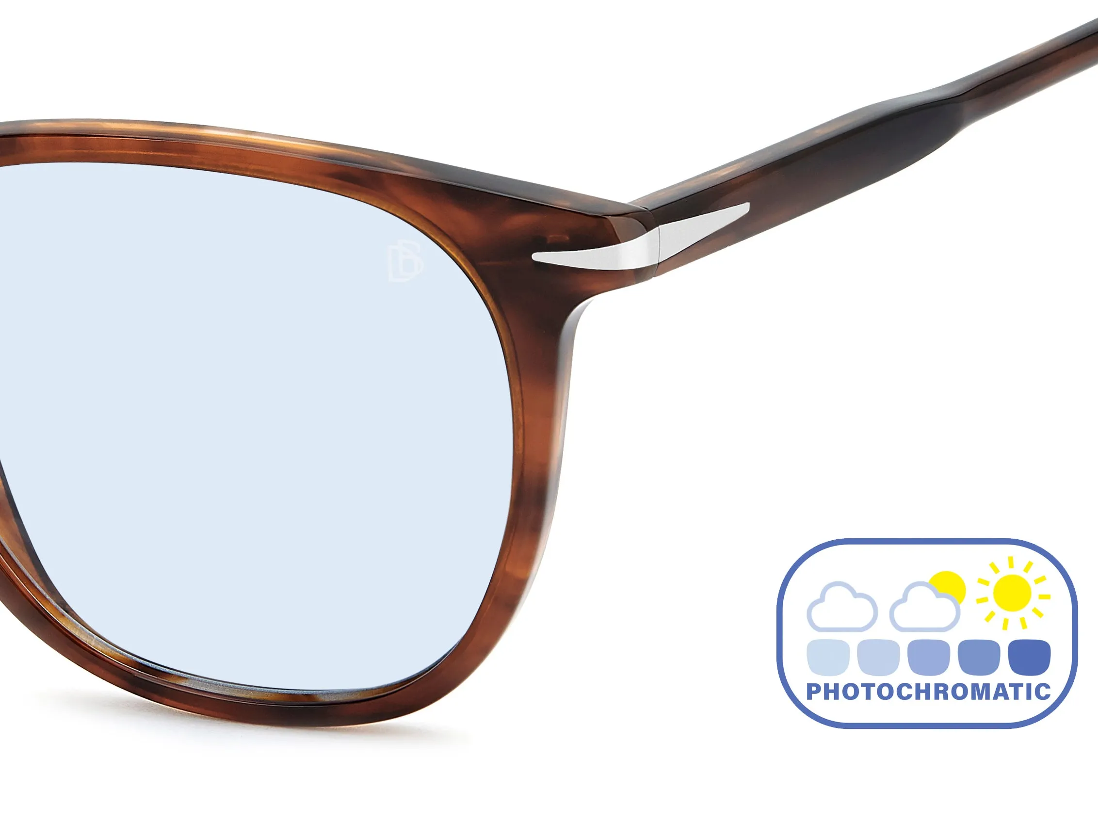 DAVID BECKHAM DB 1160/S EX4/QZ Occhiali da sole Acetato Marrone Azzurro Squadrata Fotocromatiche - immagine 3