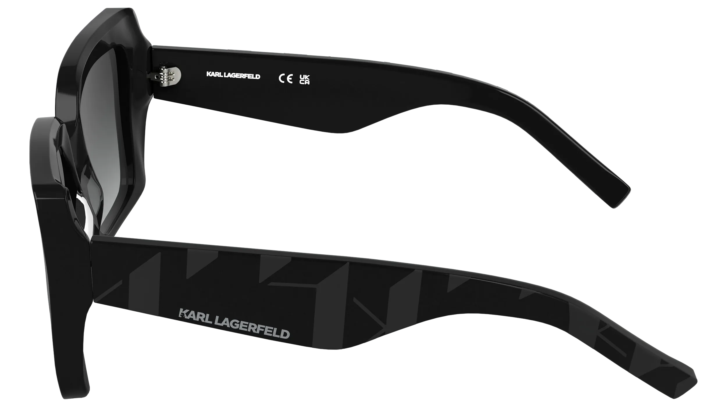 Karl Lagerfeld KL6203S 001 Occhiali da sole Acetato Nero Squadrata Normale Sfumato - immagine 3