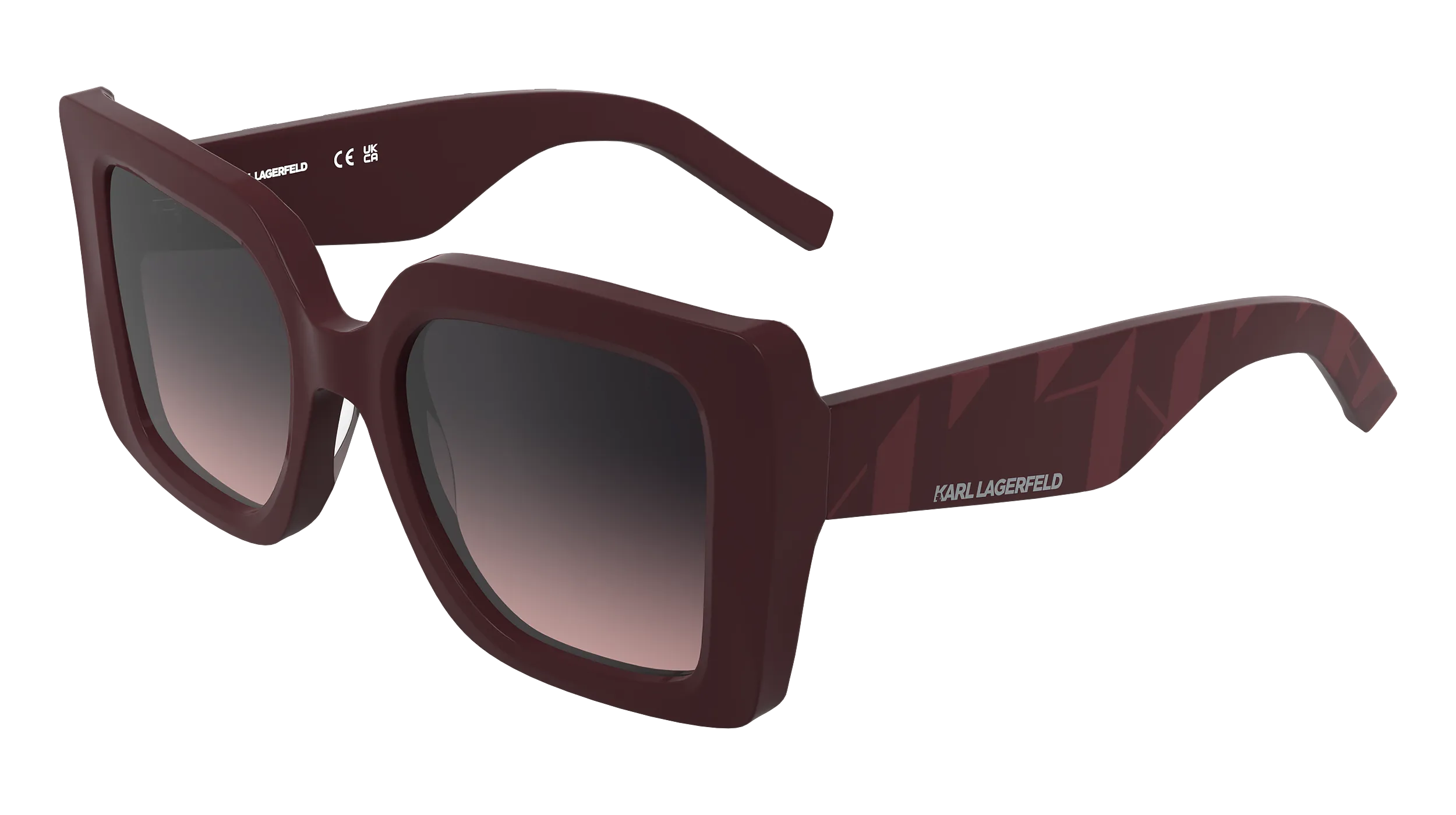 Karl Lagerfeld KL6203S 601 Occhiali da sole Acetato Bordeaux Squadrata Normale Sfumato - immagine 1