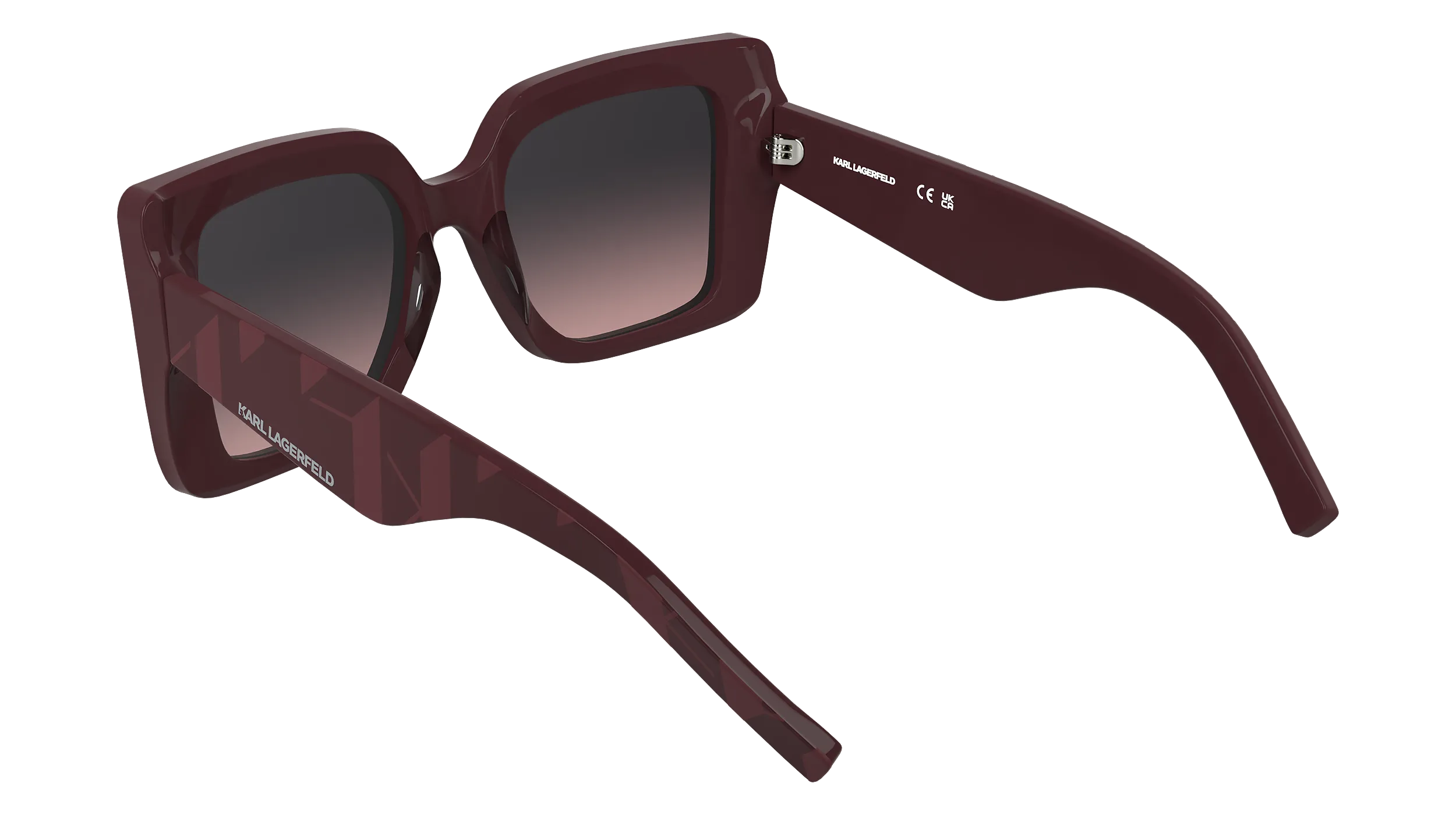 Karl Lagerfeld KL6203S 601 Occhiali da sole Acetato Bordeaux Squadrata Normale Sfumato - immagine 4