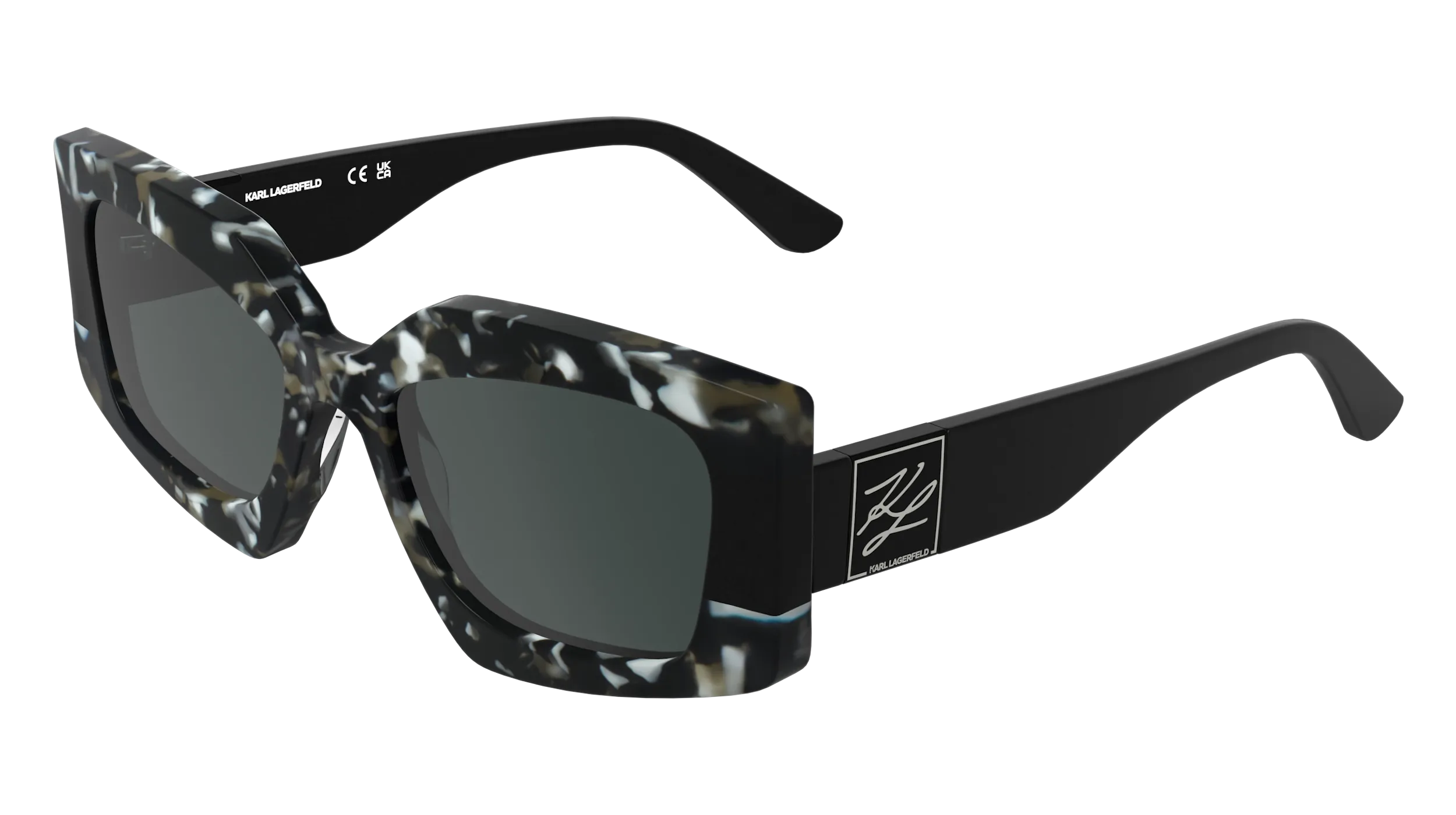 Karl Lagerfeld KL6206S 027 Occhiali da sole Acetato Nero Fumo Squadrata Normale - immagine 1