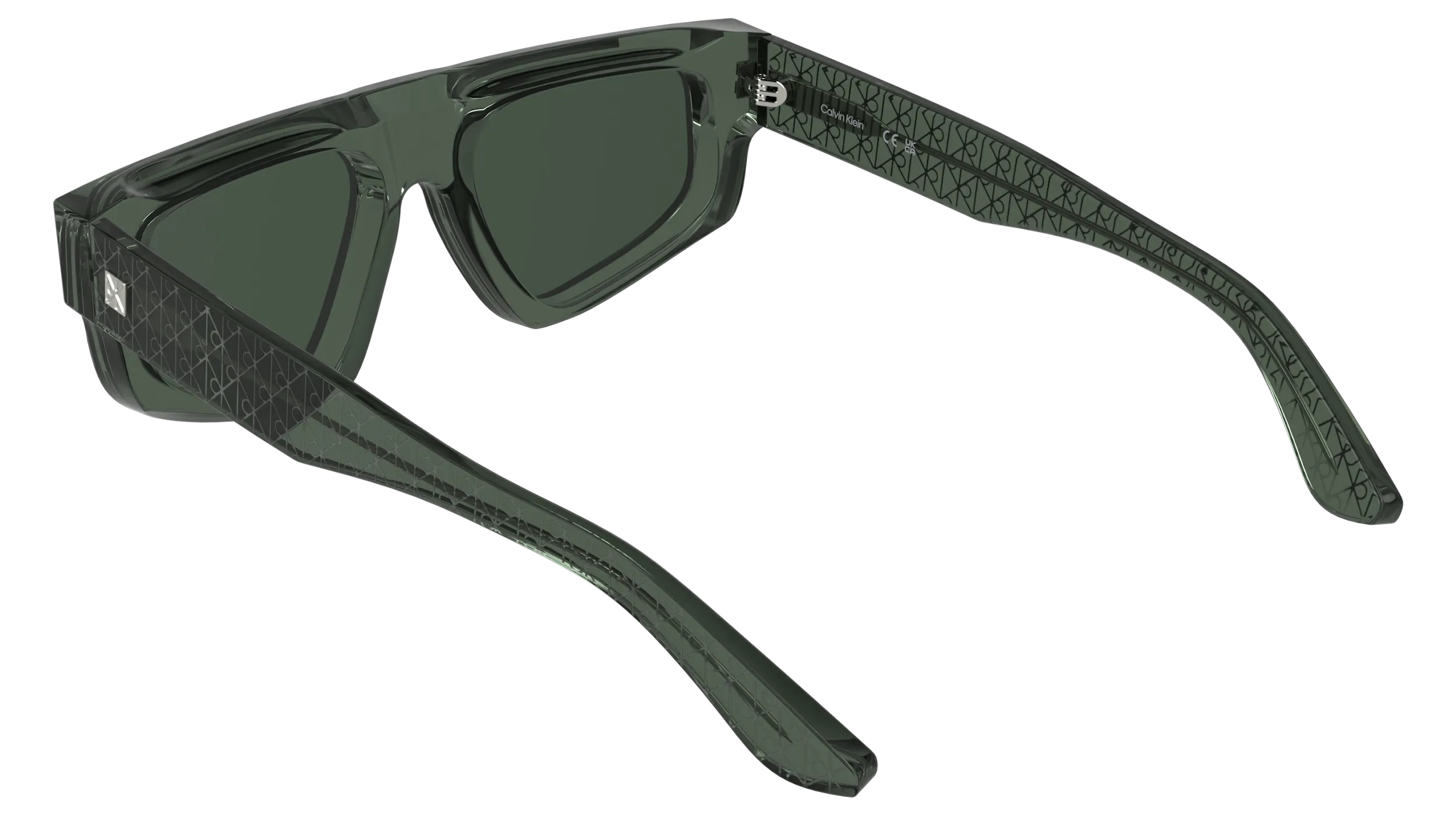 Calvin Klein CK25539S 300 Occhiali da sole Acetato Verde Squadrata Normale - immagine 4