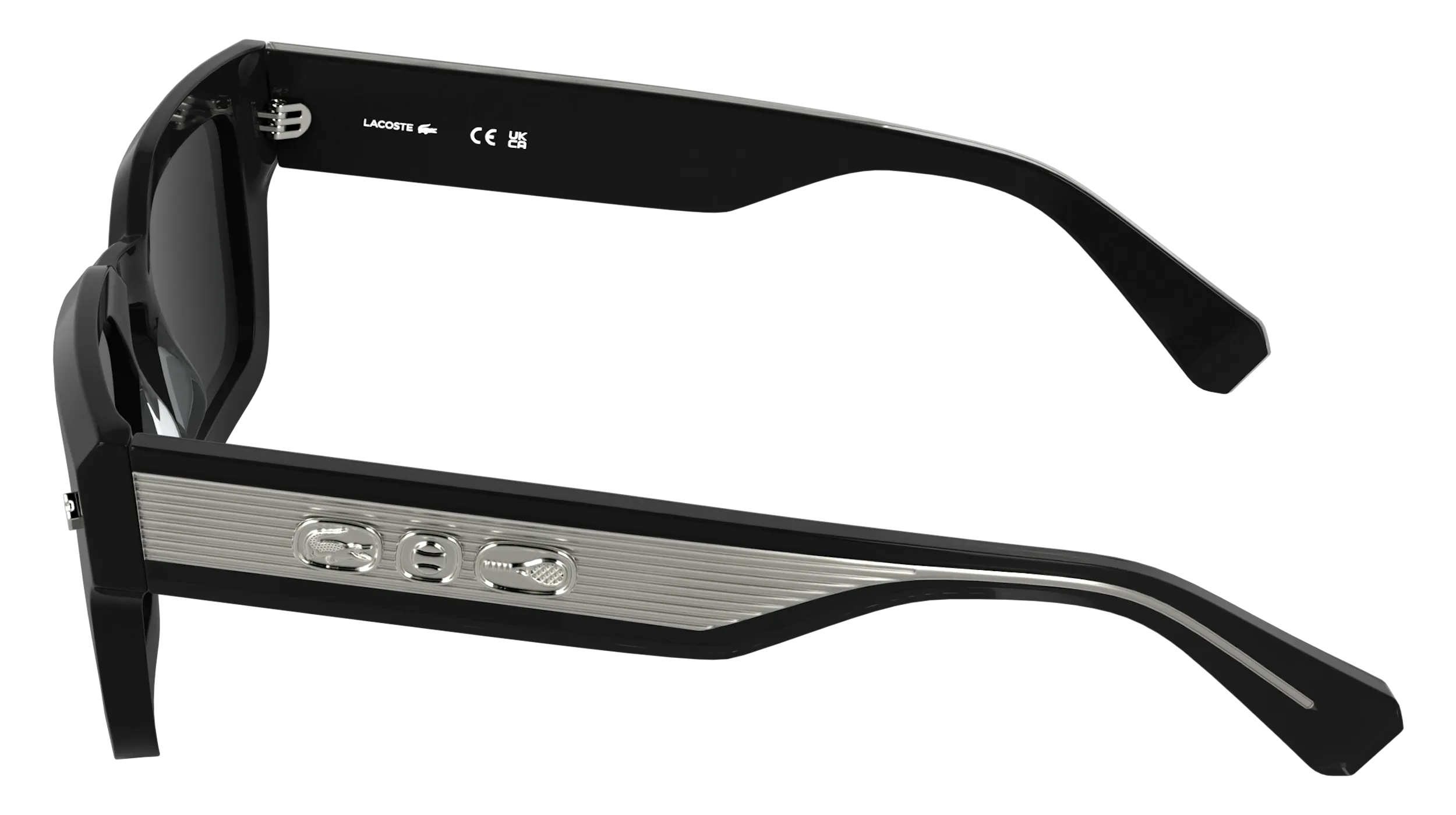 Lacoste L6071S 001 Occhiali da sole Acetato Nero Grigio Squadrata Normale - immagine 3