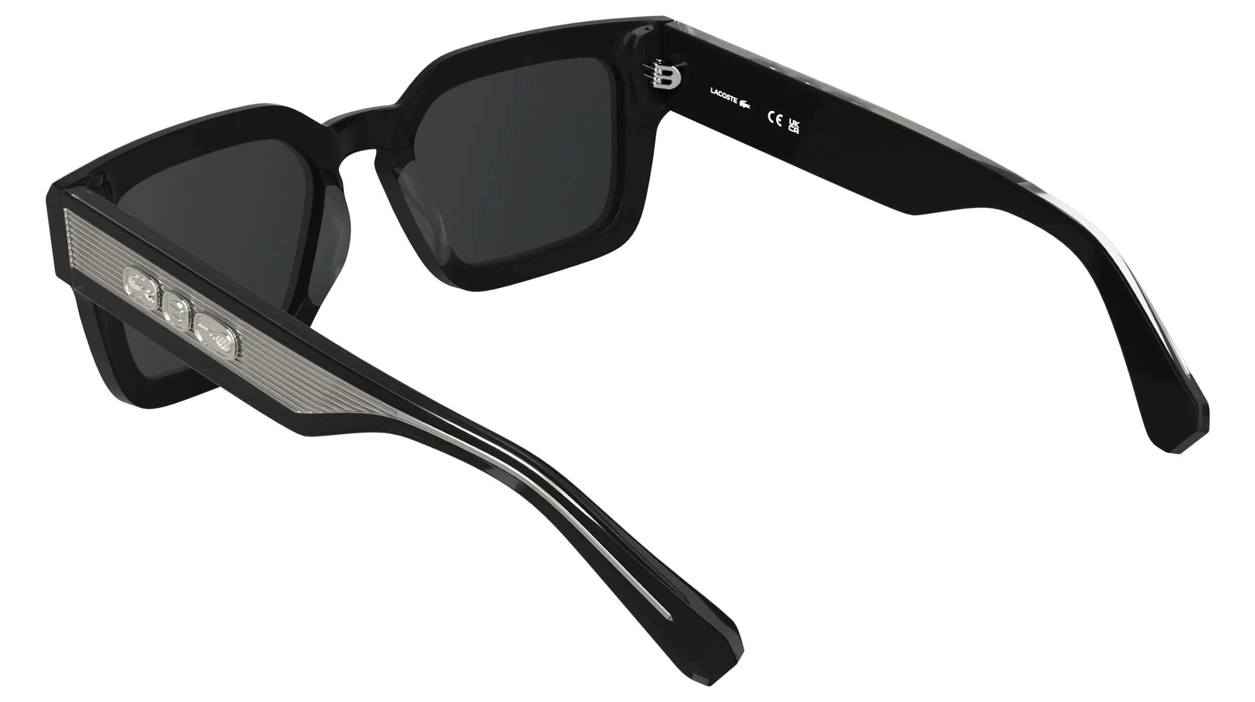 Lacoste L6071S 001 Occhiali da sole Acetato Nero Grigio Squadrata Normale - immagine 4