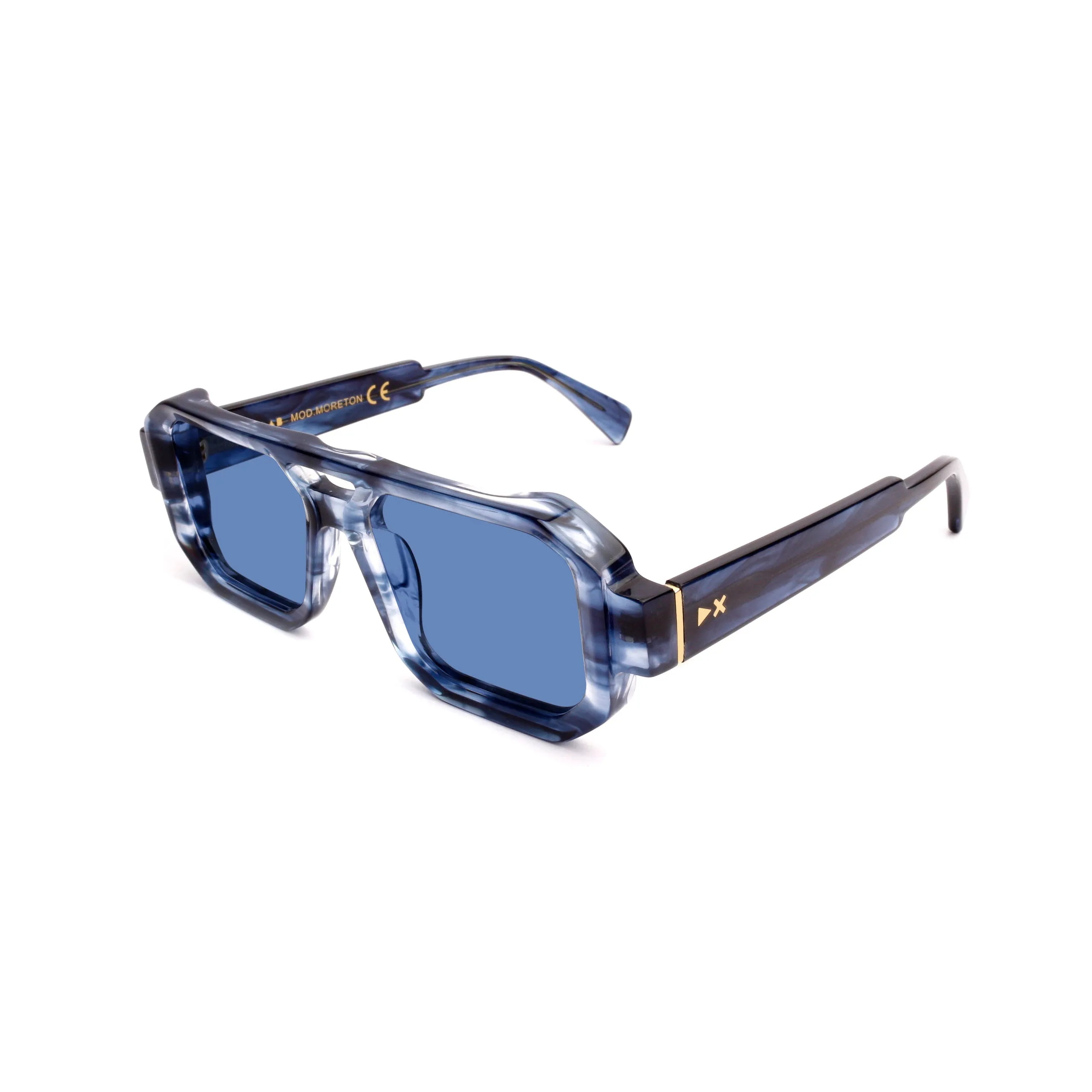 XLAB Moreton Occhiali da sole Acetato Nero Azzurro Squadrata Sfumato - immagine 1