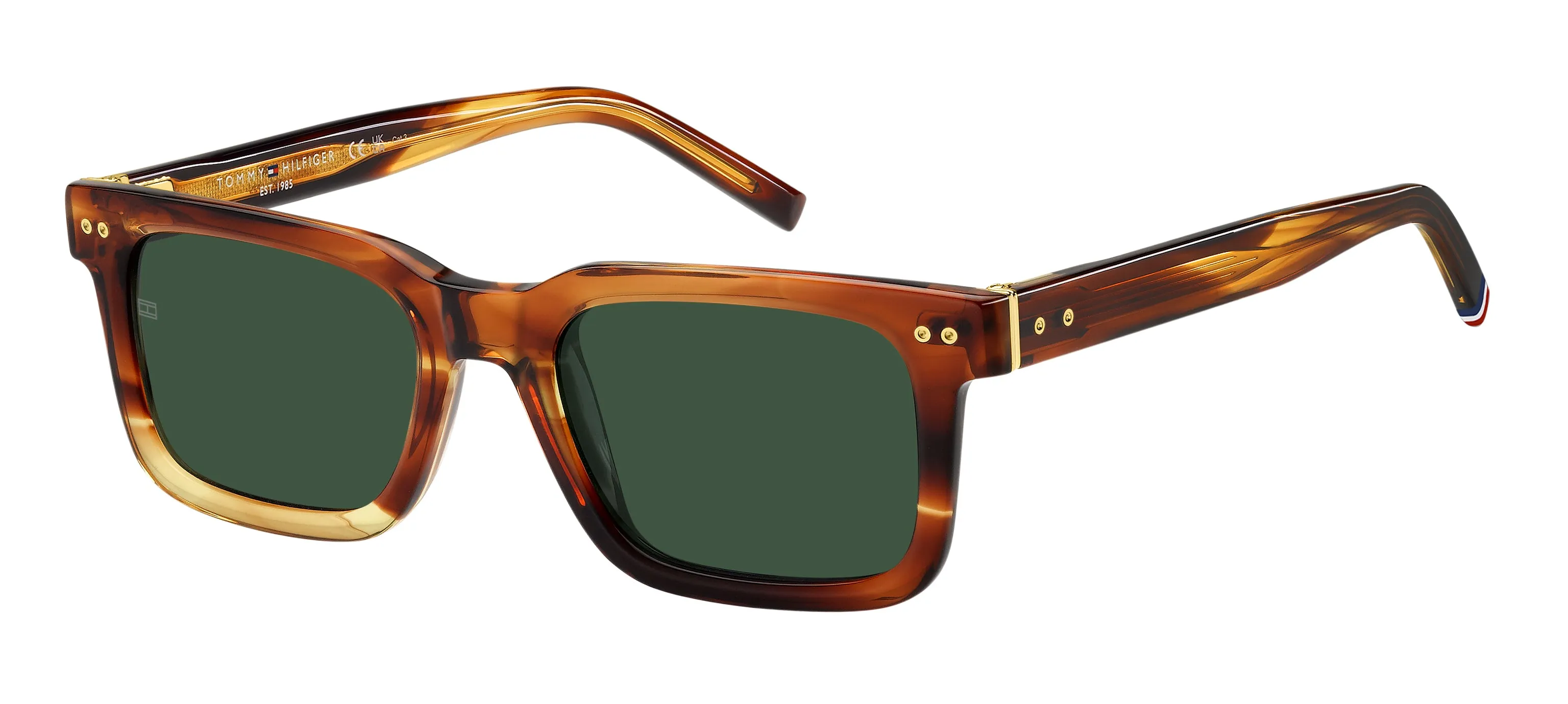 Tommy Hilfiger TH 85/S EX4/QT Occhiali da sole Acetato Marrone Verde Squadrata Normale - immagine 1