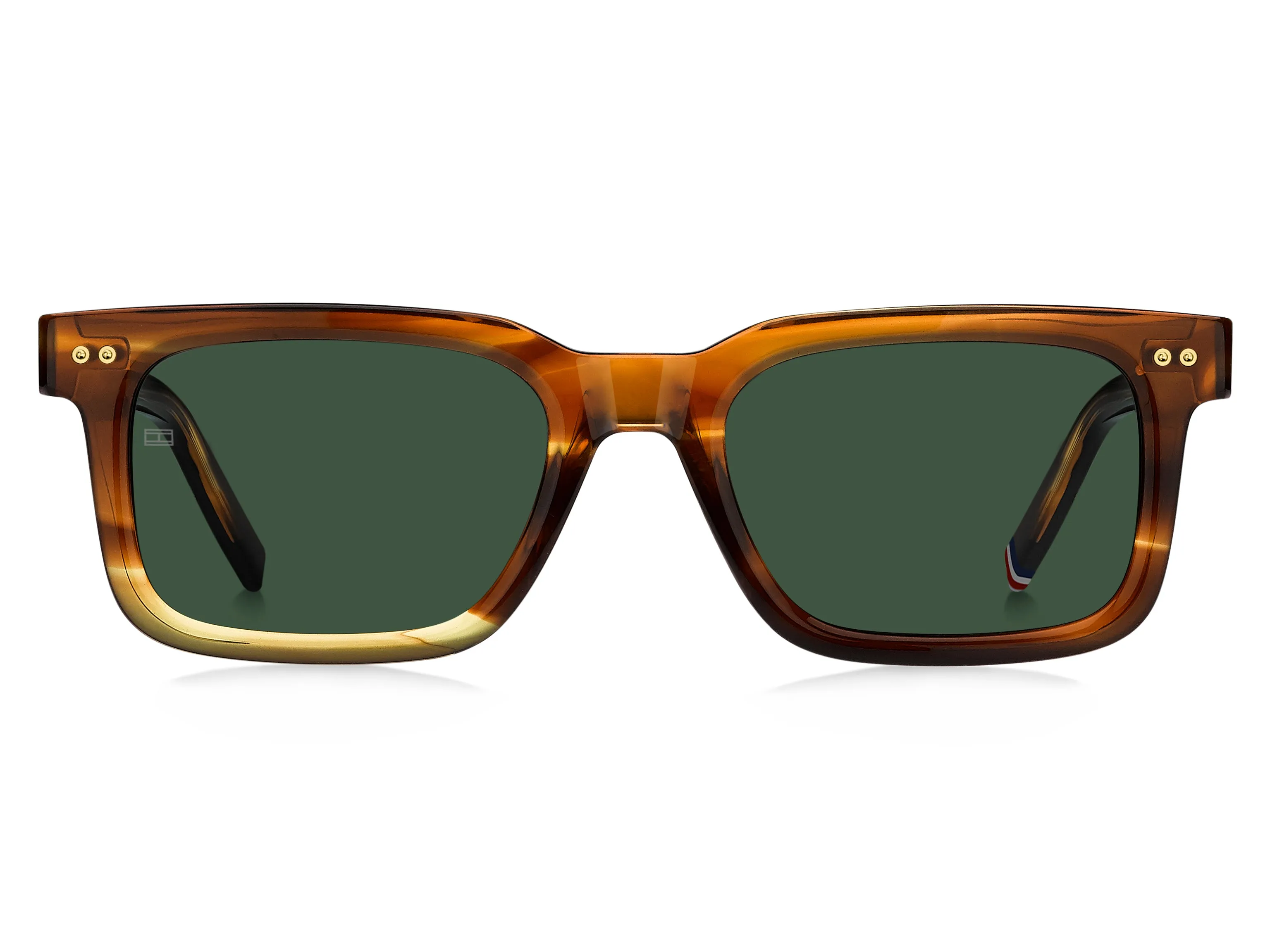 Tommy Hilfiger TH 85/S EX4/QT Occhiali da sole Acetato Marrone Verde Squadrata Normale - immagine 2
