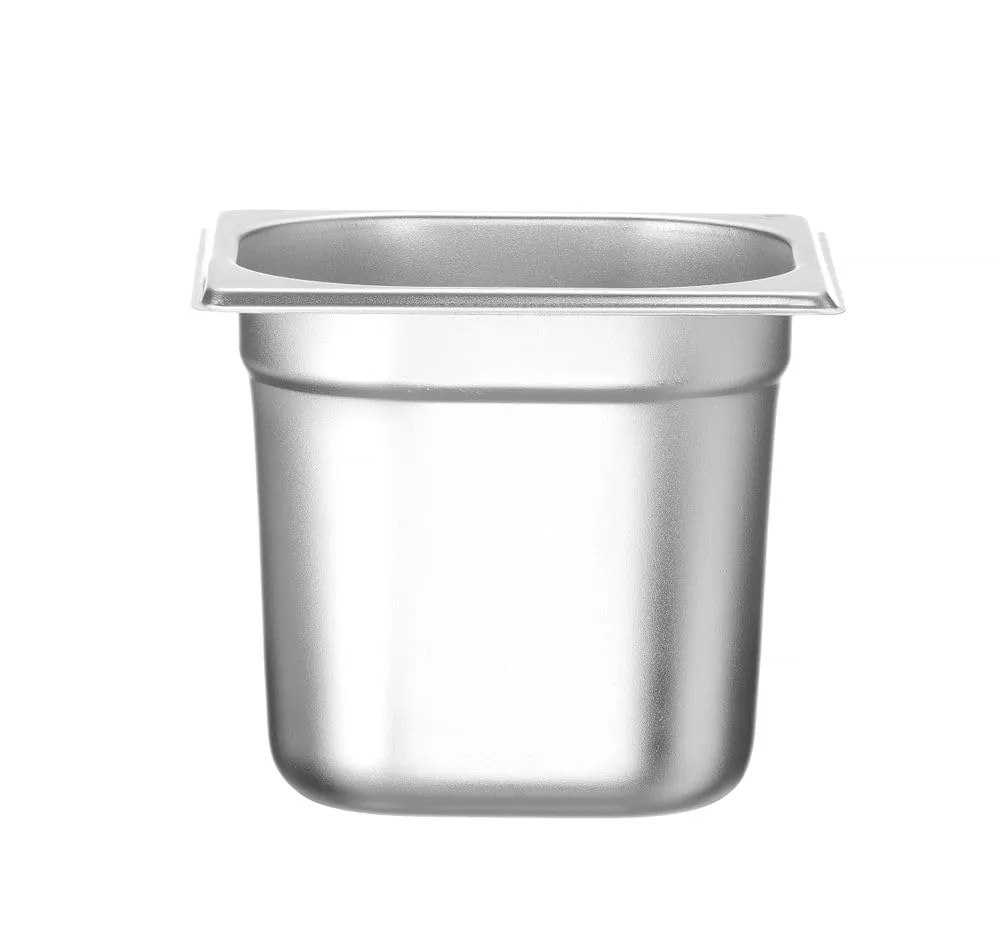 HENDI Contenitore Gastronorm GN 1/6, Budget Line, resistenza termica -40 °C a 250 °C, per forno e bagnomaria, 2,4L, 176x162x(H) 150mm, acciaio inox - immagine 1